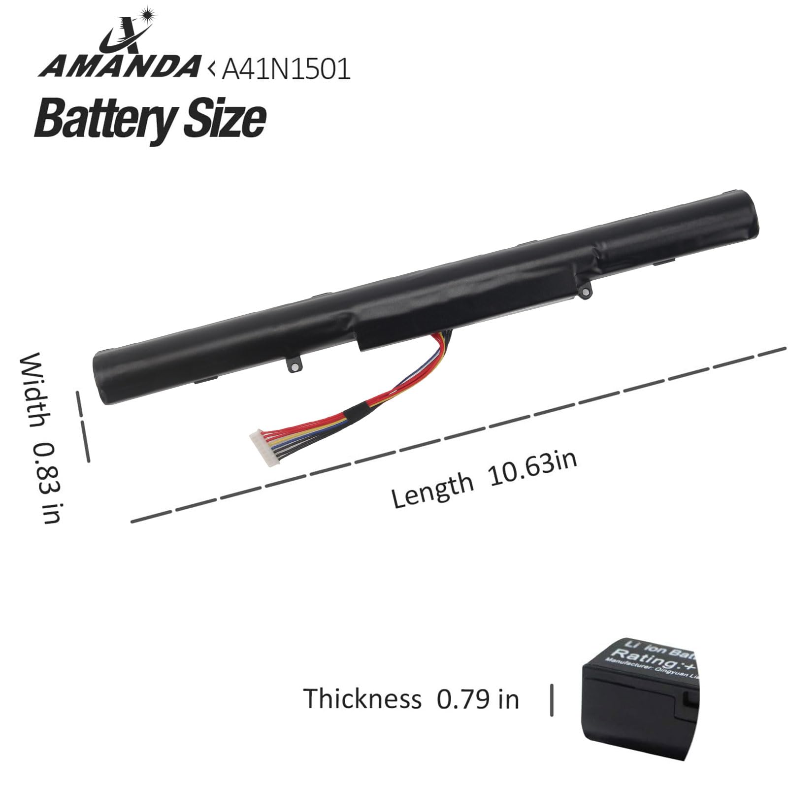 Amanda A41N1501 Battery 15V 48Wh Replacement For Asus Rog G752Vw Gl752Vl Gl752Vw N752Vw N552V N552Vx N752V Series A41Lk9H L41Lk2