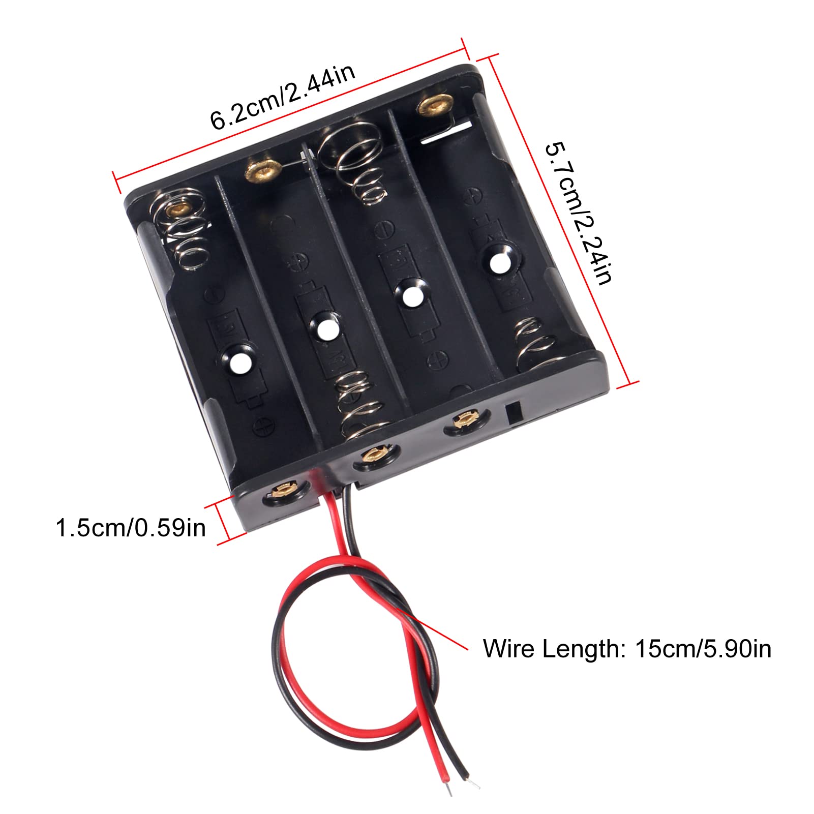 Aobao 3Pcs 4 Aa Battery Holder 4 X 1.5V Aa Battery Holder Case Box With Leads Wires