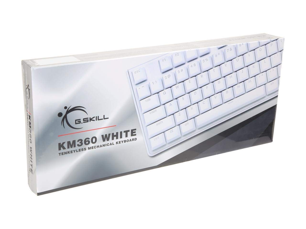 G.Skill Usb Km360 Professional Tenkeyless Mechanical Keyboard, Cherry Mx Red, Abs Dual Injection Keycap, (White)