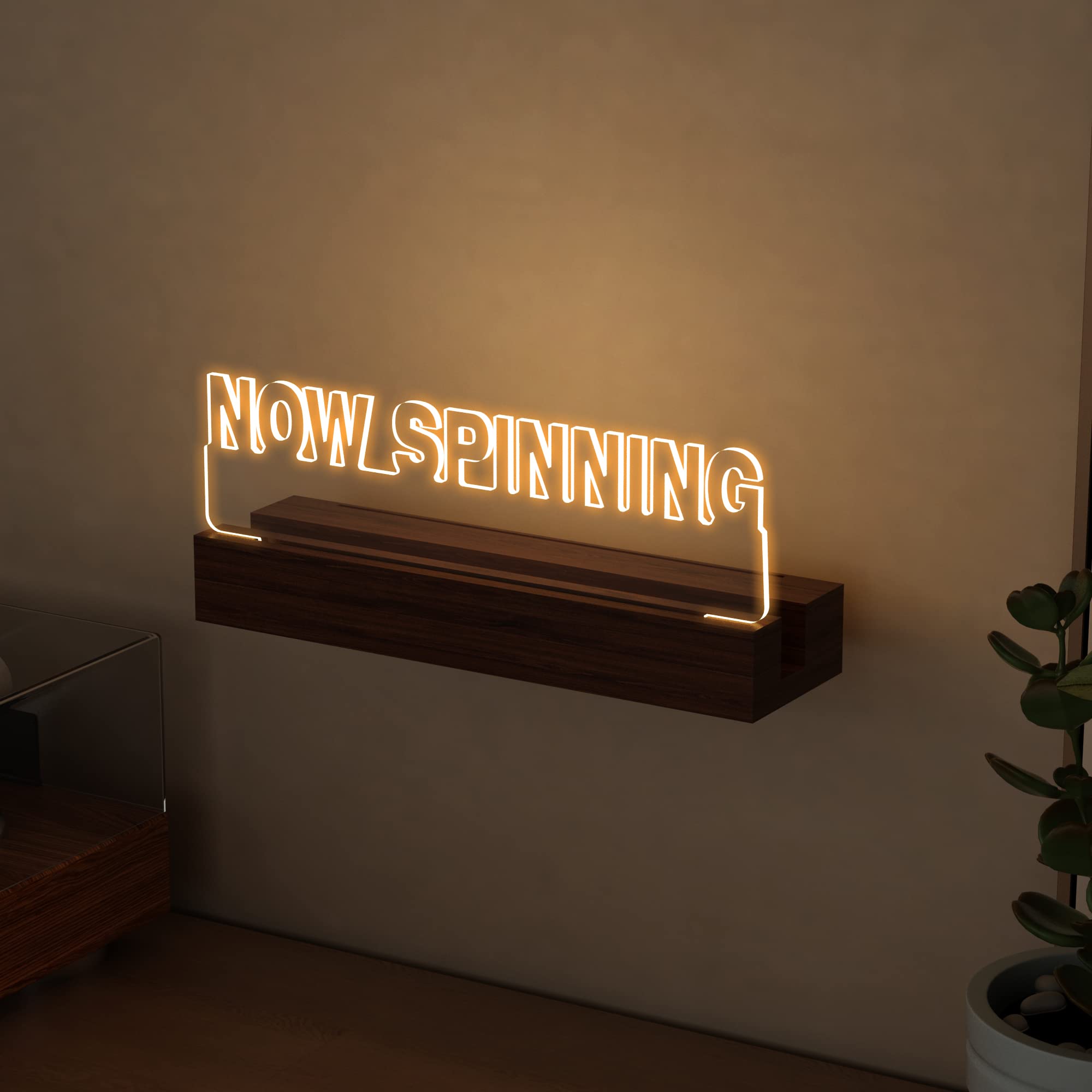 Ammonite Light Up Now Spinning Vinyl Record Stand Wall Mount, Now Playing Record Player Stand, Wooden Acrylic Holder For Vinyl A