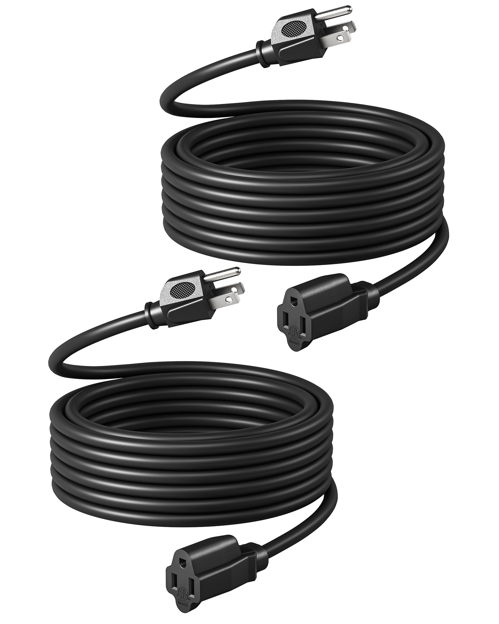 Dewenwils Outdoor Extension Cord 25Ft, Waterproof Power Cord For Indoor Outdoor Appliances, 14/3 Sjtw, Black, Etl Listed, 2 Pack
