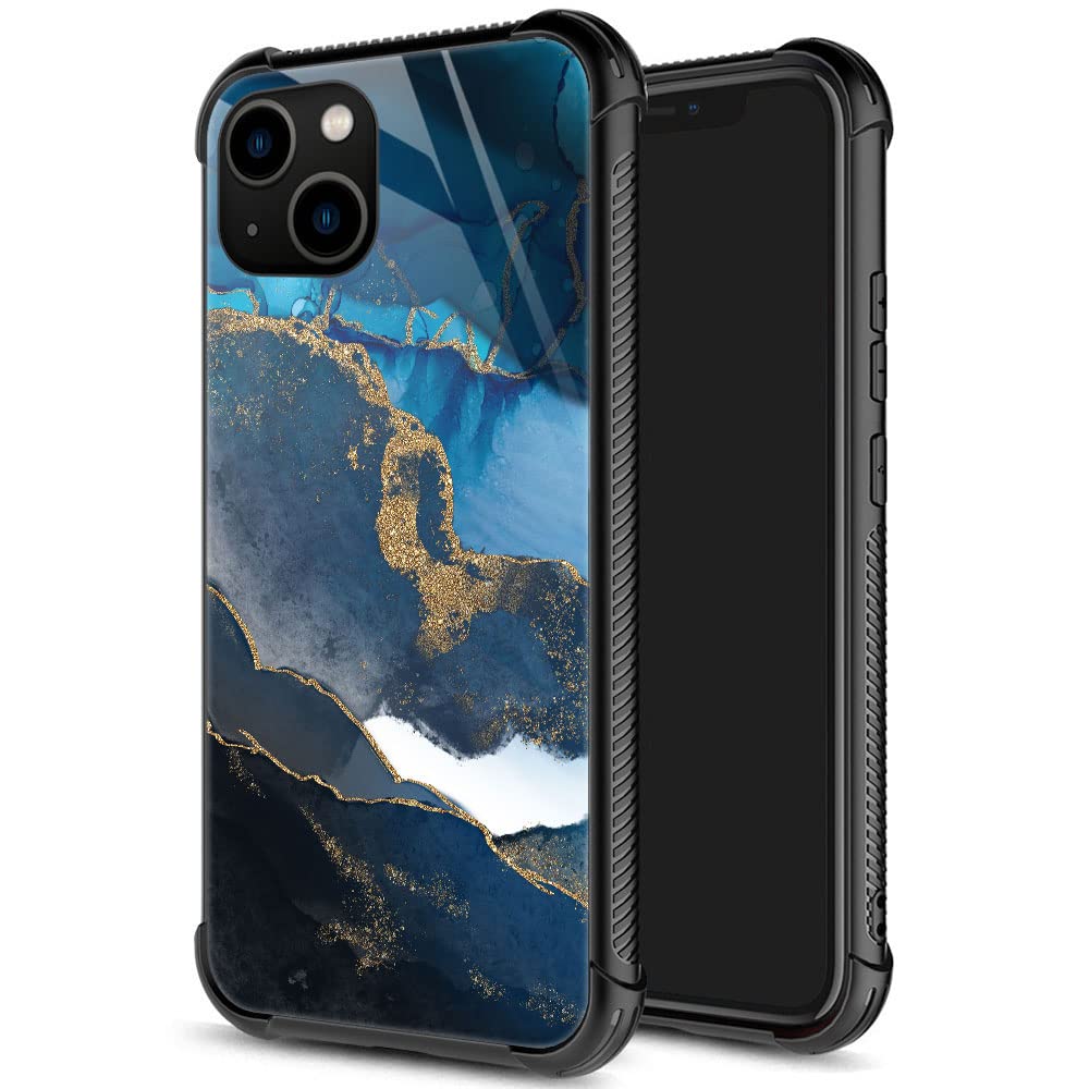 Iphone 13 Pro Max Case, Dark Blue Glitter Gold Powder Iphone 13 Pro Max Cases For Women Girls, Pattern Design Shockproof Anti Sc
