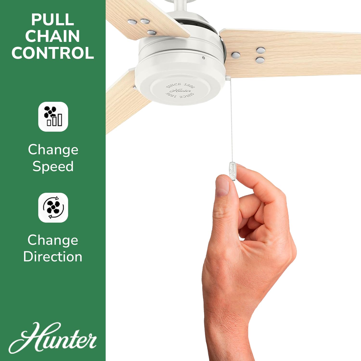 Hunter Fan 50262 Cassius 44-Inch Outdoor Ceiling Fan With Pull Chain Control, No Light, Fresh White Finish