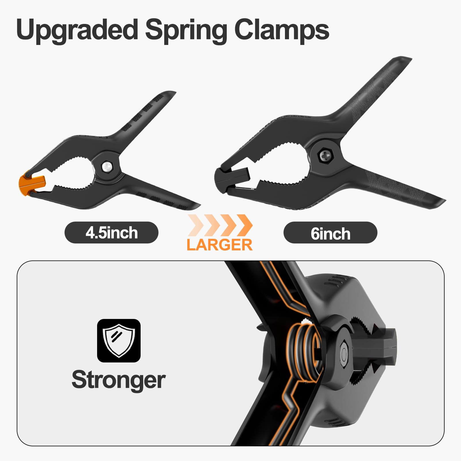 Emart 6 Pack Heavy Duty Muslin Spring Clamps, 6 Inch Photo Booth Backdrop Clips For Photography Studio   Black