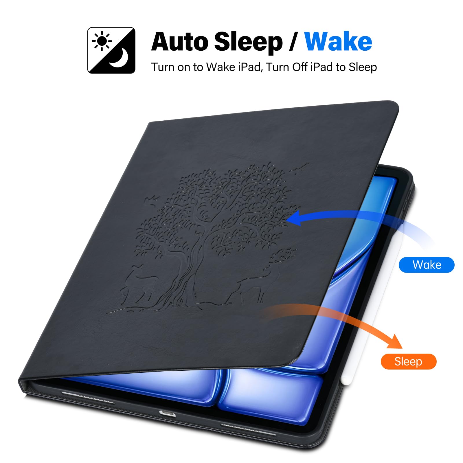 Hfcoupe For 2024 Ipad Air 13 Inch Case M2, Book Style Ipad 12.9 Pro Cases 6Th/5Th Gen With Elastic Pencil Holder, Magnetic Closu