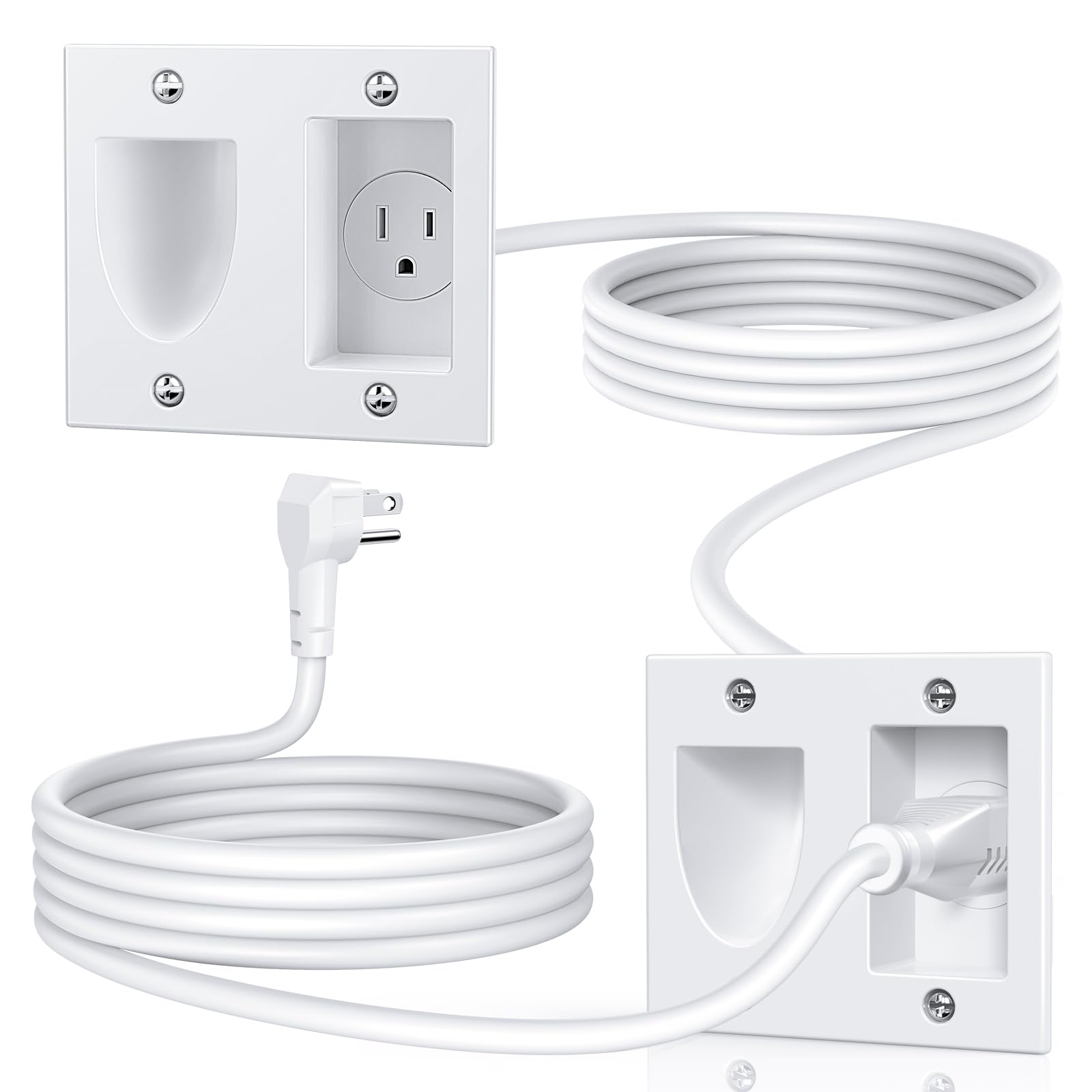 Elecpow White In Wall Cable Management Kit For Wall Mounted Tv  Recessed Pro Power Installation Kit   Single Ac Outlet Cord Hide