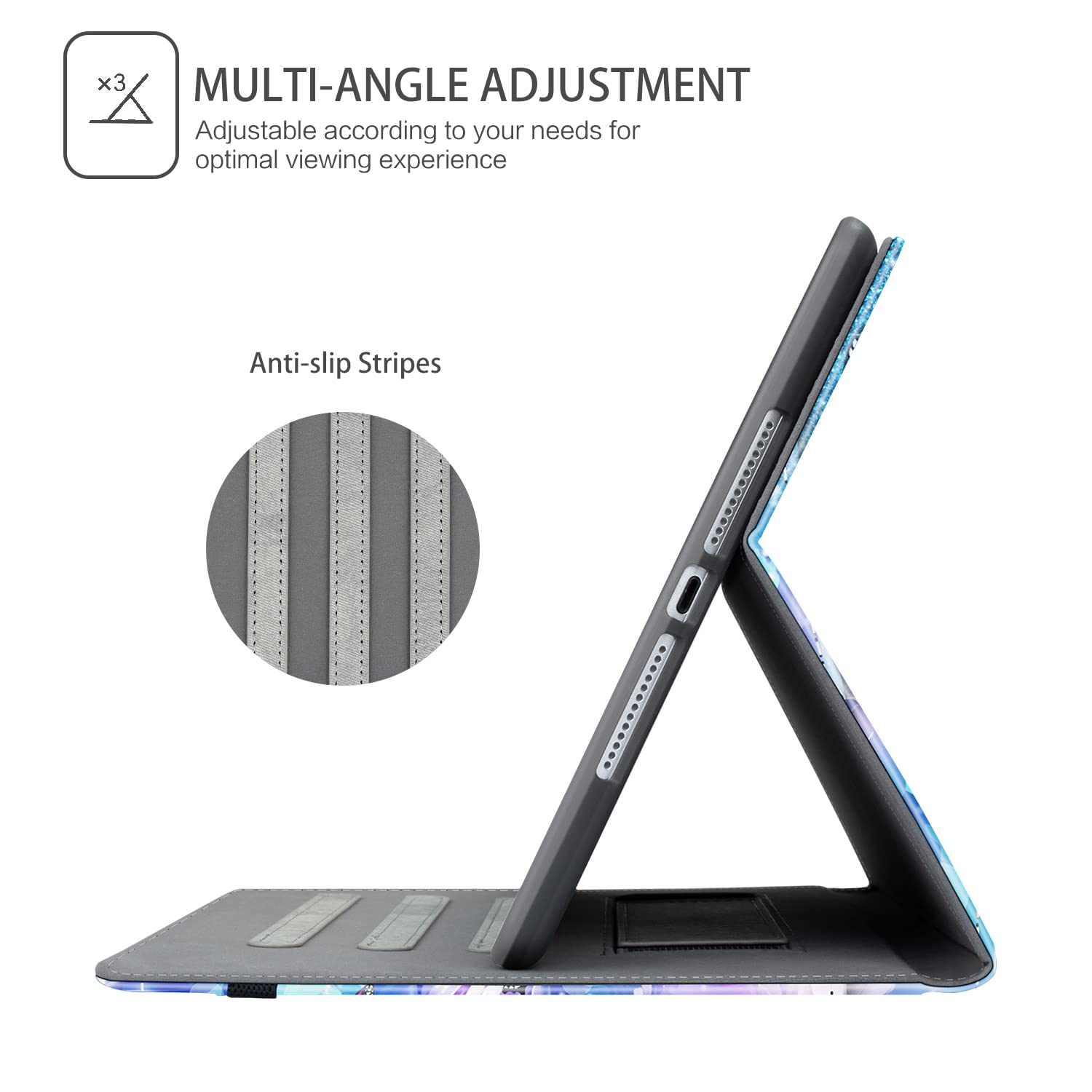 Case For Ipad 9Th/8Th/7Th Generation 10.2 Inch 2021/2020/2019 With Pencil Holder For Women Girls Adjust Angle View Case With Poc