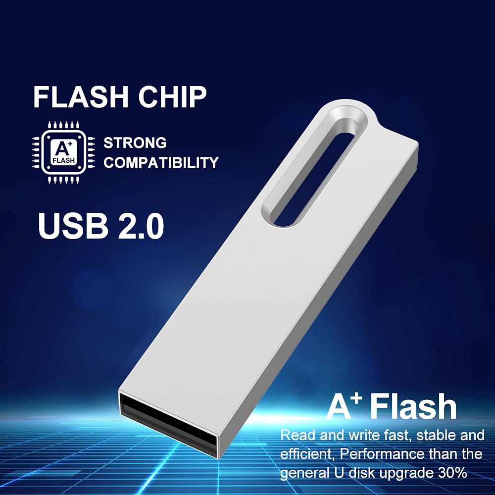 Aiibe 8Gb Flash Drive 10 Pack 8Gb Metal Usb Drive Bulk Thumb Drive Usb 2.0 Memory Stick Jump Drive Zip Drive With Keychain, Waterproof   Silver