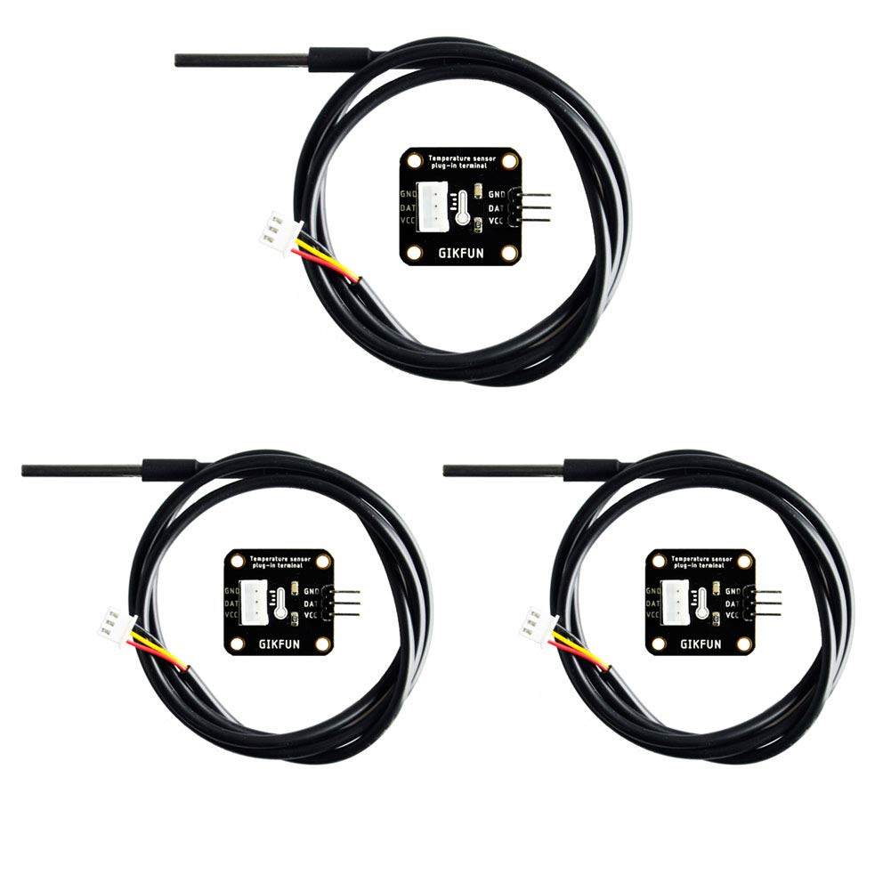 Gikfun Ds18B20 Waterproof Digital Temperature Sensor With Adapter Module For Arduino (Pack Of 3 Sets) Ek1183