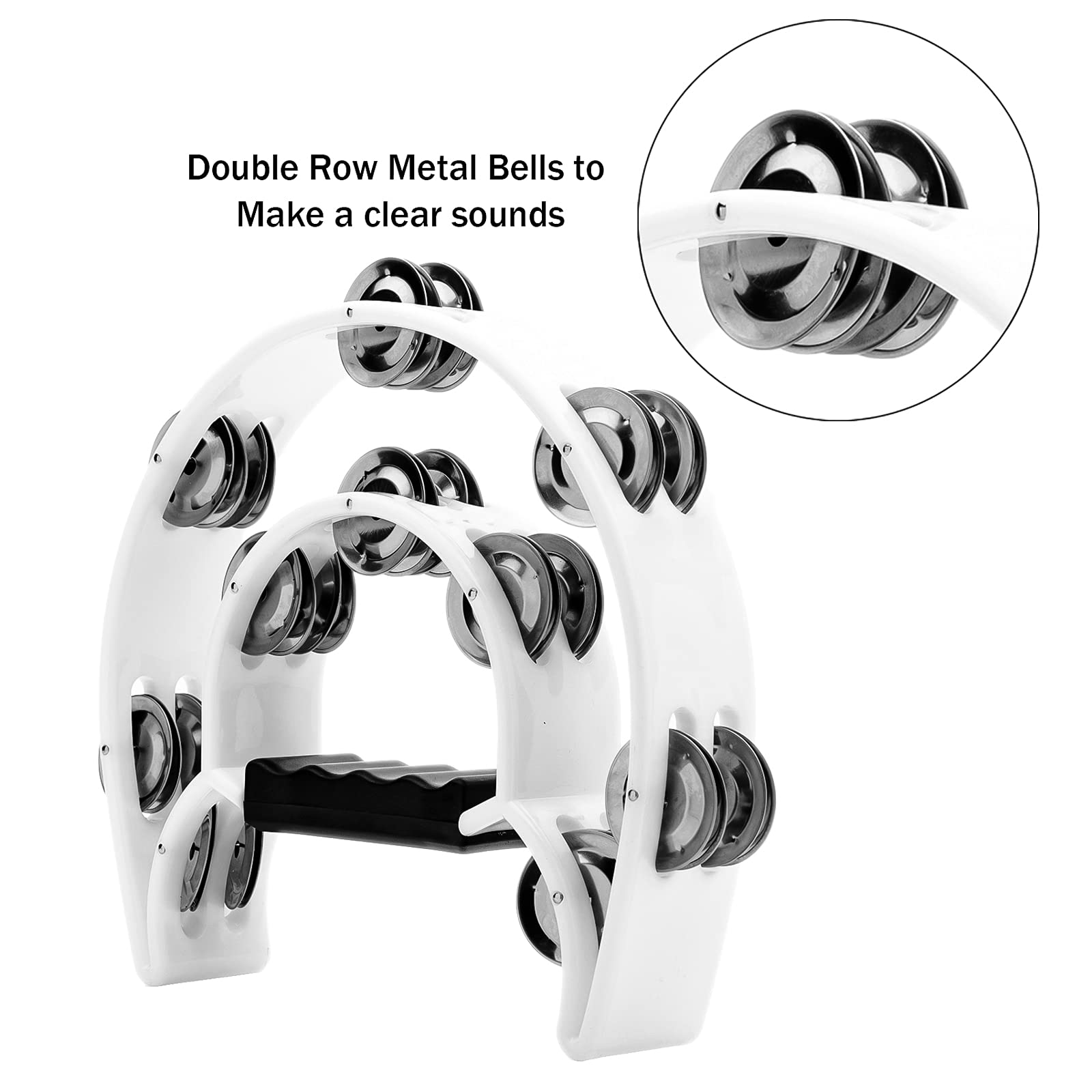 Musfunny Tambourine With Double Row Metal Jingles Hand Held Percussion Tambourines Musical Educational Instrument For Adults Chu