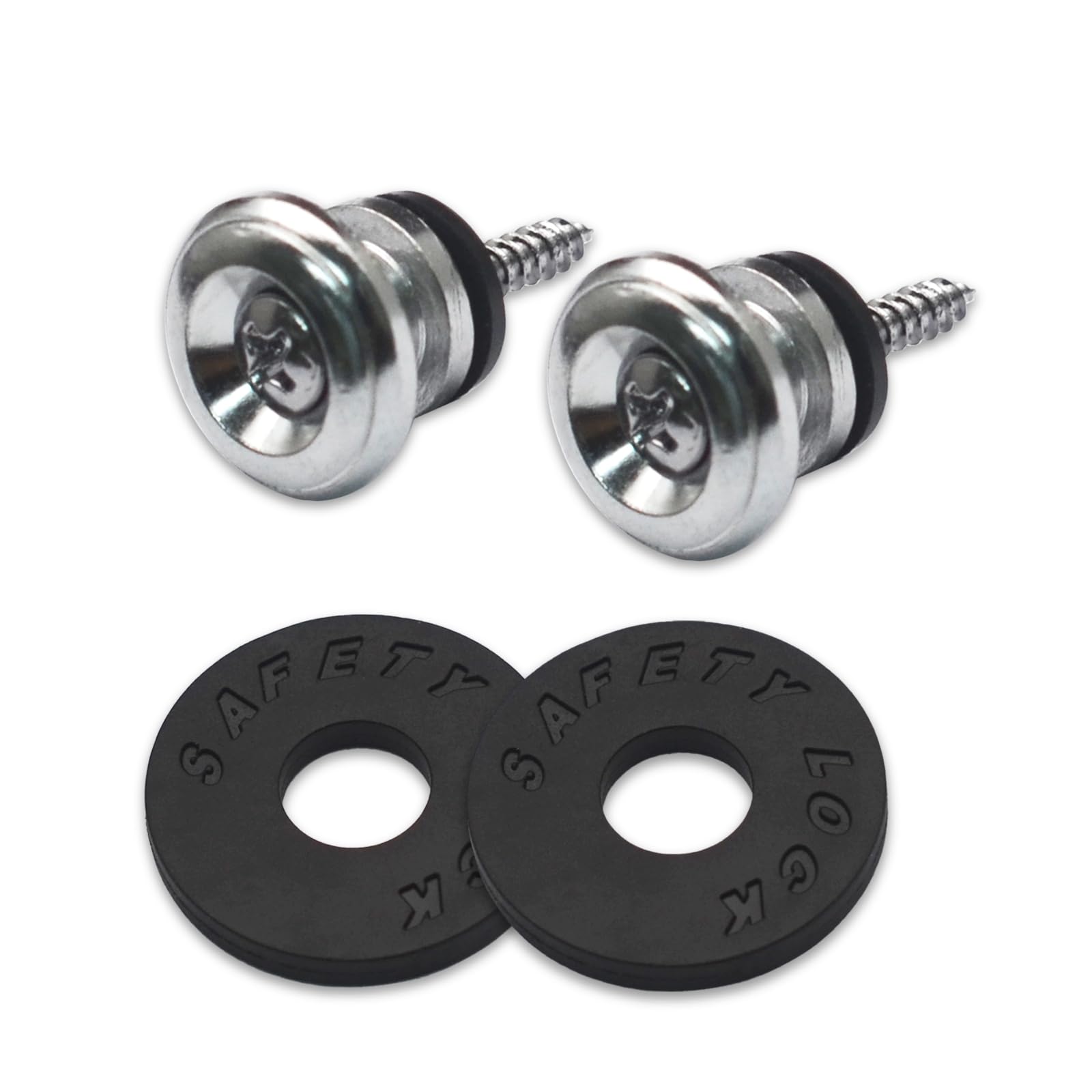 Maxcheer 2Pcs Mushroom Style Guitar Ukulele Bass Strap Lock Lock Metal Music Parts (Chrome)