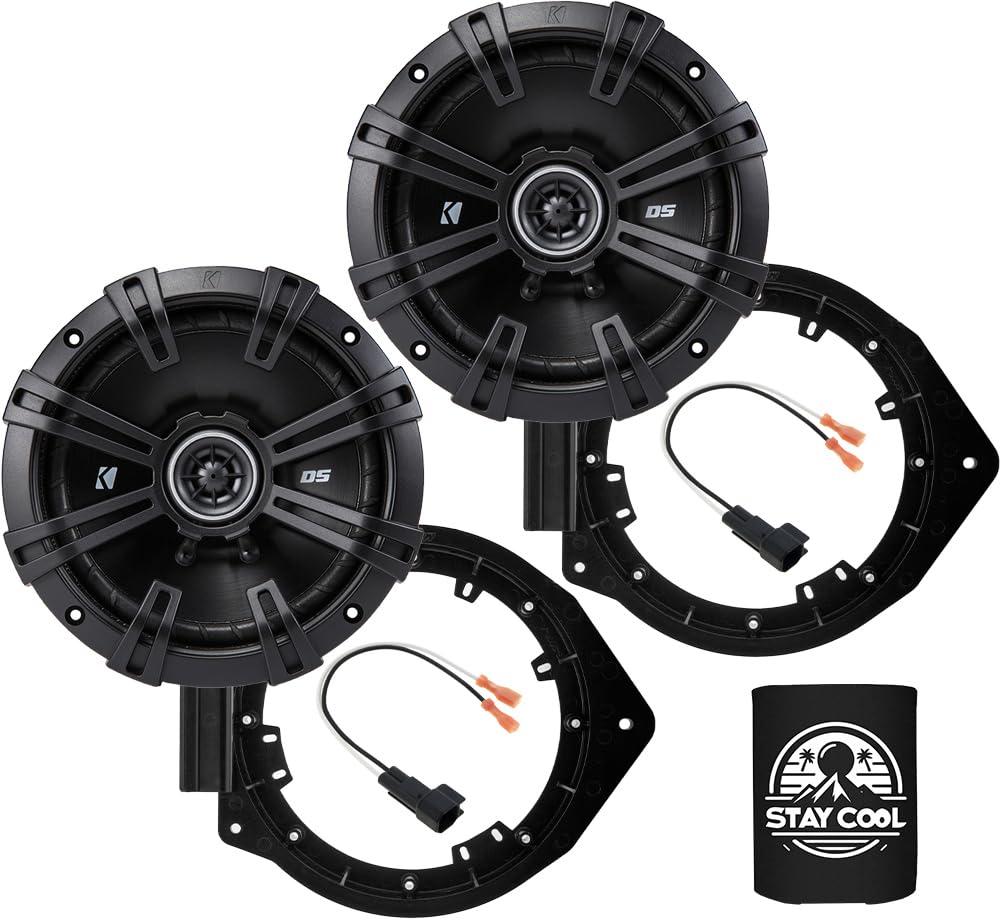 KICKER Rear Door 6.5 Speakers Kit for GMC Canyon (Ext Cab) 2015-2024 Upgrade Kit - Pair of DS Series 6 1/2 Inch Coaxial Speakers