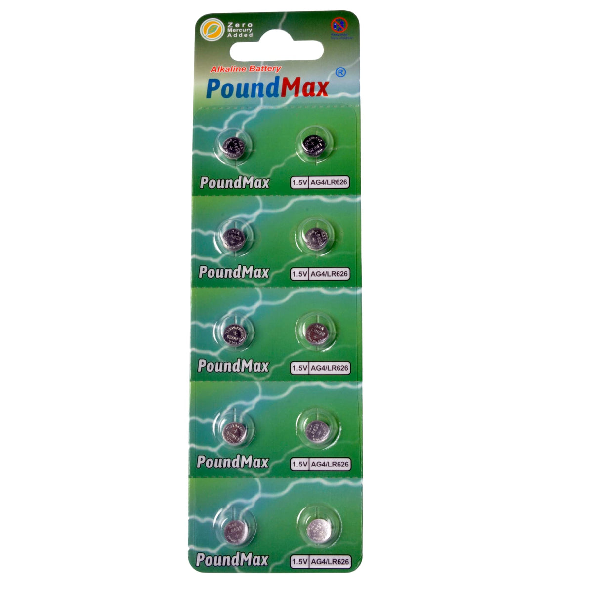 Poundmax Ag4 Lr626 Batteries 1.5V Alkaline Button Cell Battery   10 Count