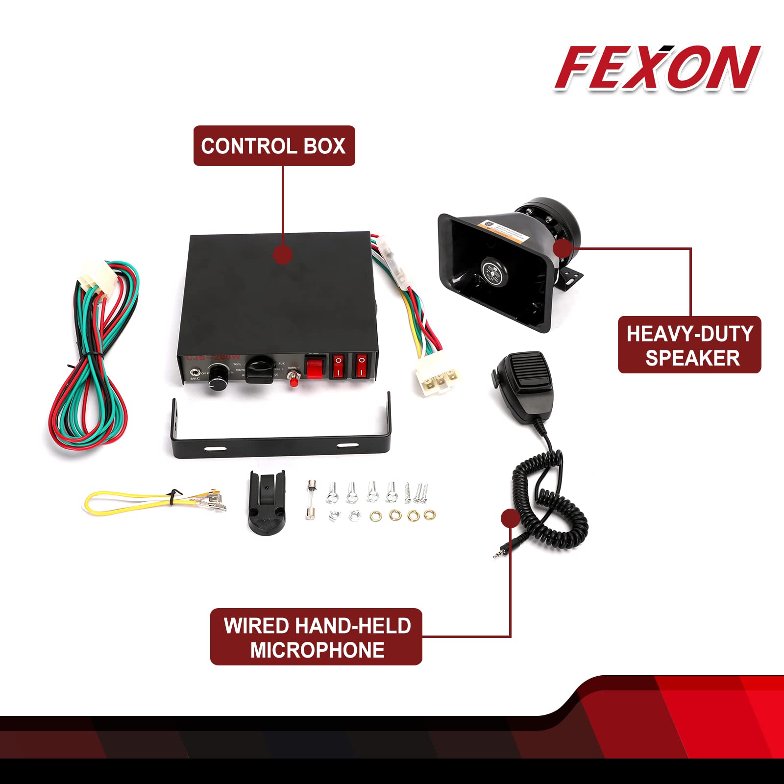 9 Tones Police Siren 200W Wired Handheld Microphone Loudspeaker Emergency Siren Electronic Pa System Amplifier Black Plastic Squ