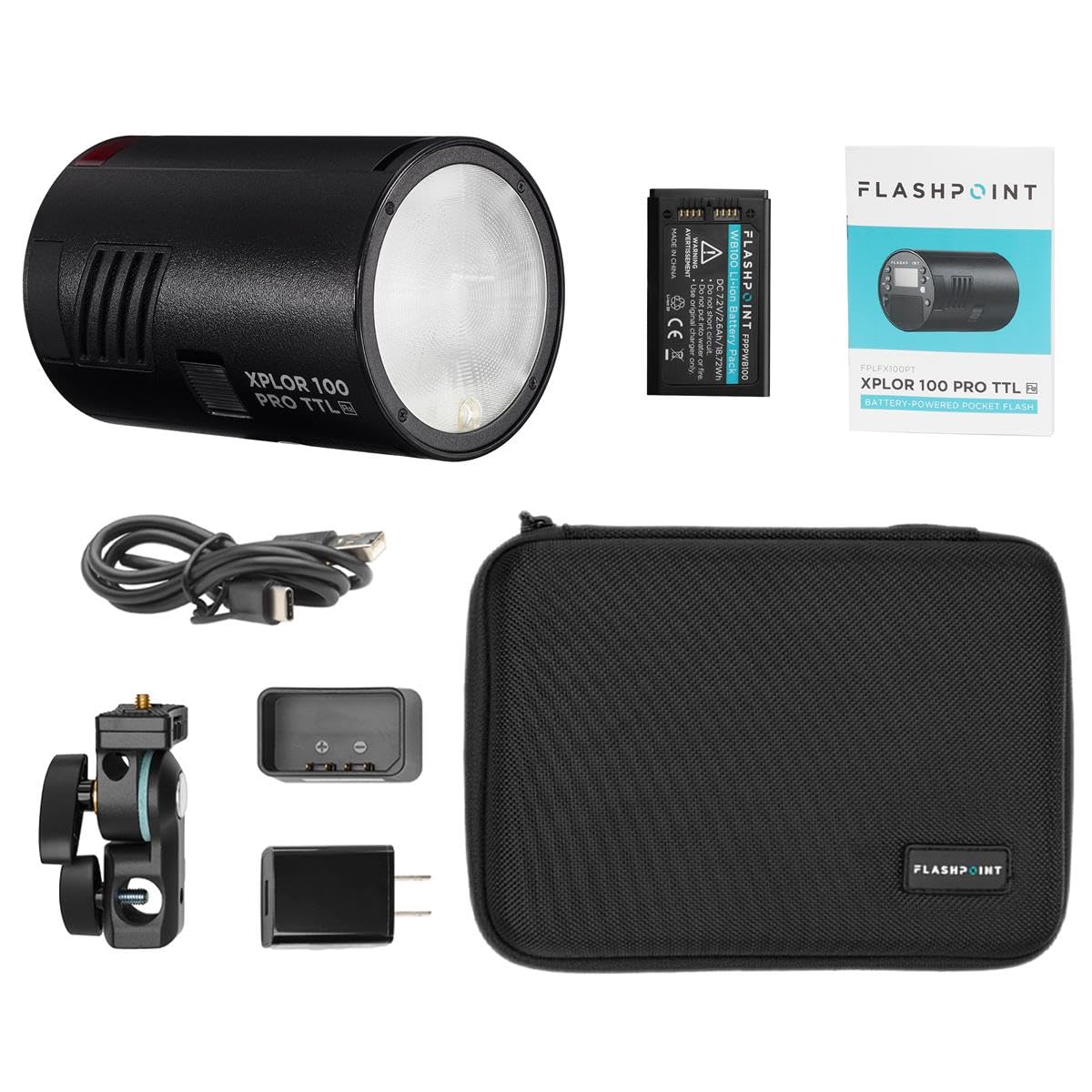 Flashpoint XPLOR 100 Pro TTL R2 Monolight, Black, 100w 2.4G TTL Portable Light for Photography Lighting, 1/8000s HSS Strobe Ligh