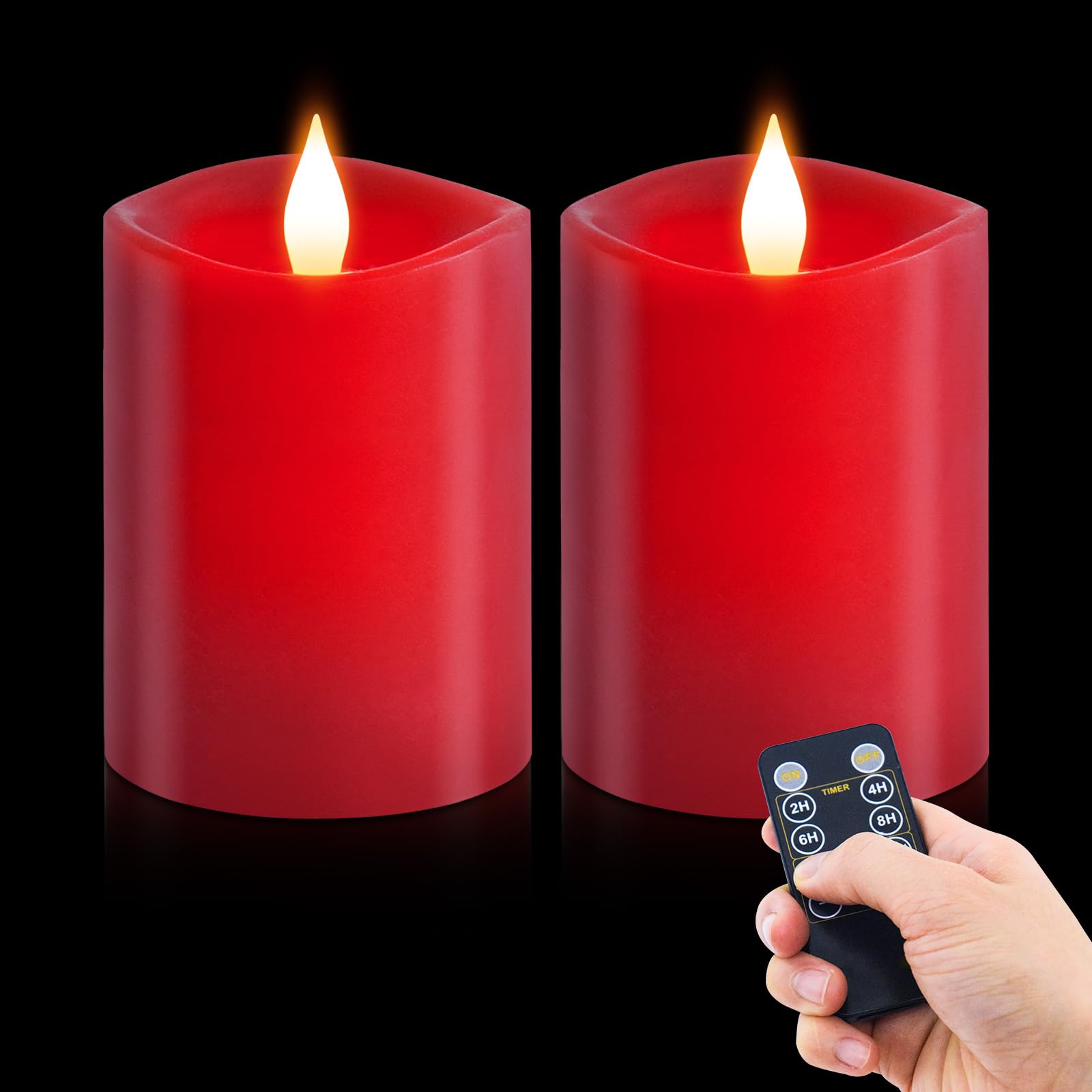 Milysoek 3X4 Flickering Flameless Candles Set Of 2,Real Wax Led Candles Flickering,With Timer,4 Inch Flameless Candles With Remo