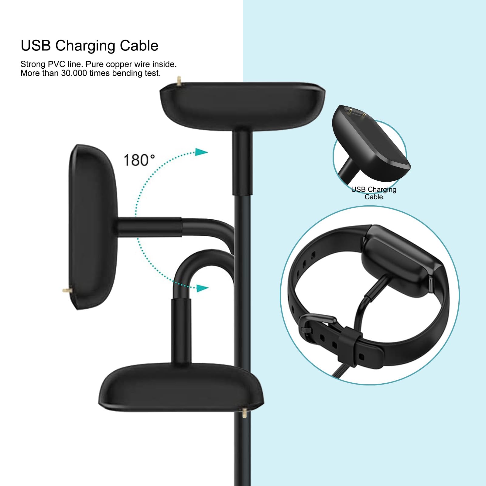 Qkcok 2 Pack 5V Charger Compatible With Fitbit Charge 6/Charge 5/Luxe, Replacement Charger For Charge 6/Charge 5/Luxe Smart Watc