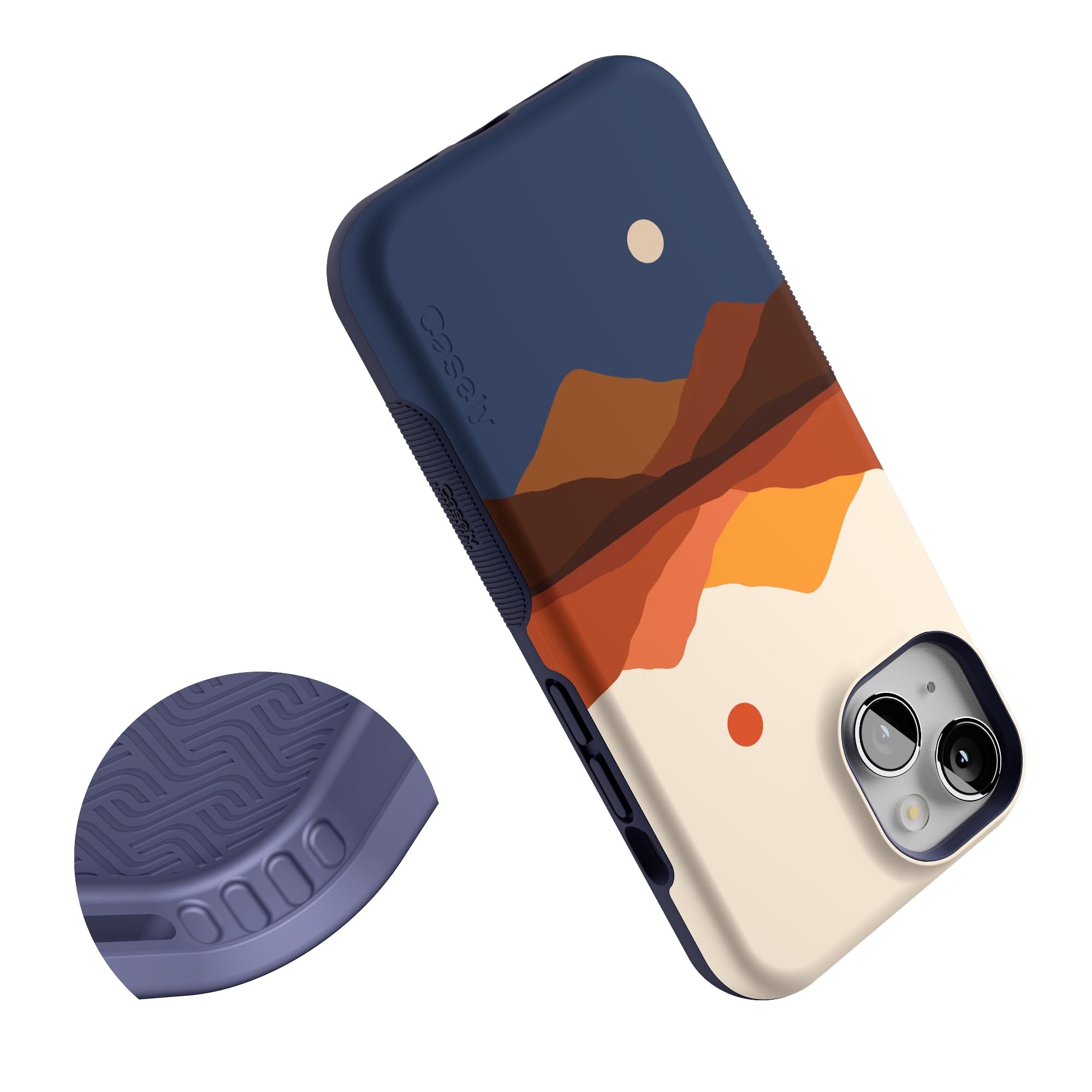 Casely Iphone 14 Case | Opposites Attract | Day & Night Colorblock Mountains | Compatible With Magsafe | Bold Protective Design