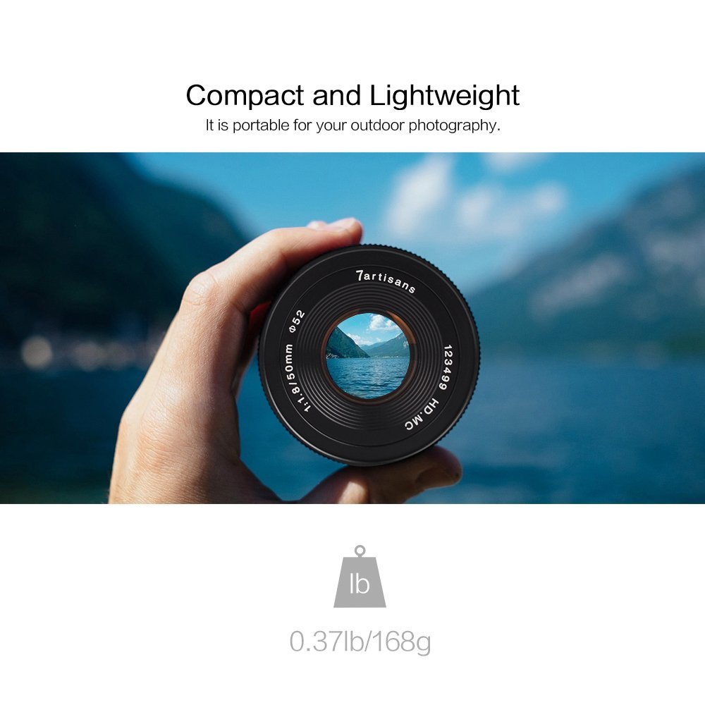 7Artisans 50Mm F1.8 Aps-C Manual Fixed Lens For Fuji Cameras X-A1 X-A10 X-A2,X-A3 X-At X-M1 Xm2 X-T1 X-T10 X-T2 X-T20 X-Pro1 X-P