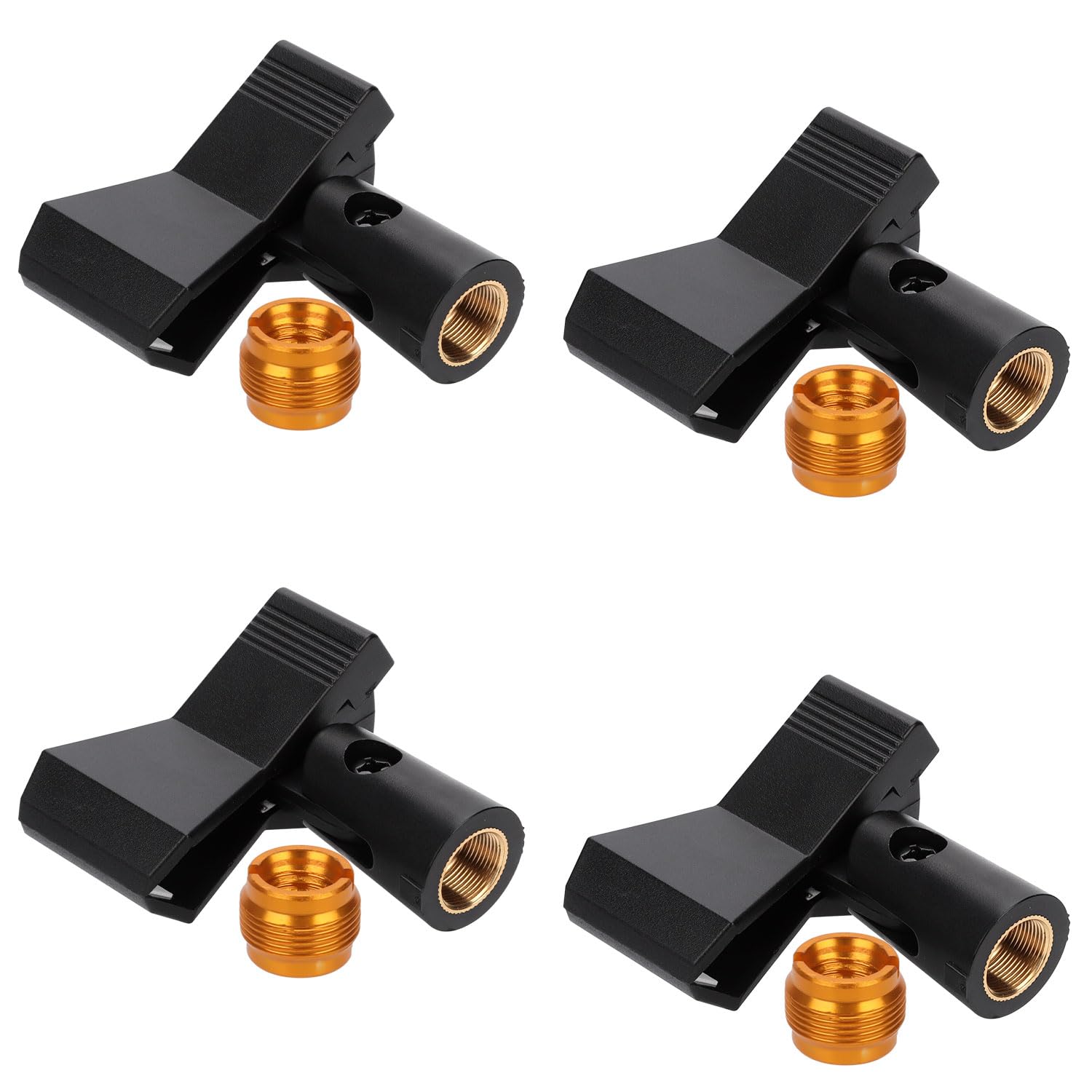 4pcs Universal Mic Clips for Stands, Microphone Clip Holder with 4pcs 5/8 Male to 3/8 Female Screw Adapters Adjustable Mic Holde