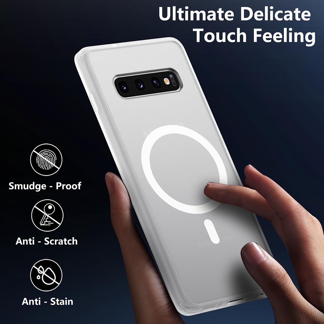 Tianniuke Magnetic Case For Samsung Galaxy S10 Plus, Translucent Matte Anti Fingerprint,Compatible With Magsafe,Slim Fit Shockpr