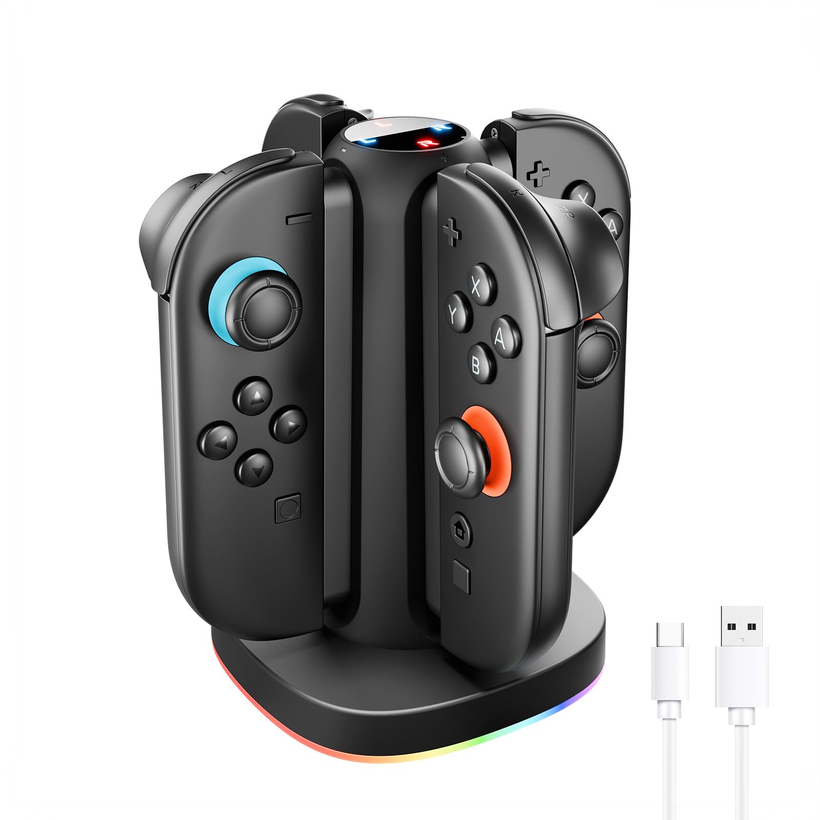 MARSDOCK Charging Dock for Nintendo Switch 2 Joycon - 4 in 1 Magnetic Charger Fast Controller Charging Station with RGB Lights, 