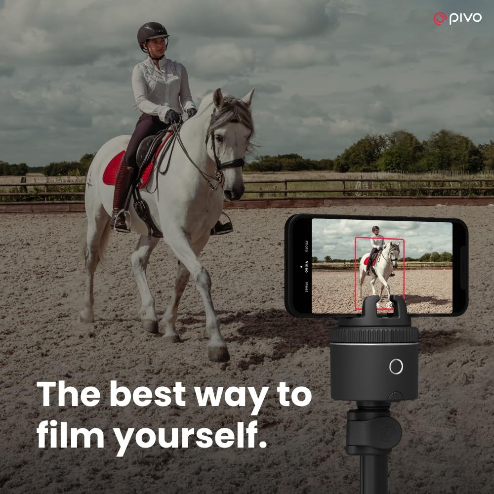 Pivo Pod Silver Equestrian Essential Pack, Auto Face, Body, Horse Phone Tracking Holder, Ai Powered 360 Rotation, Remote Control