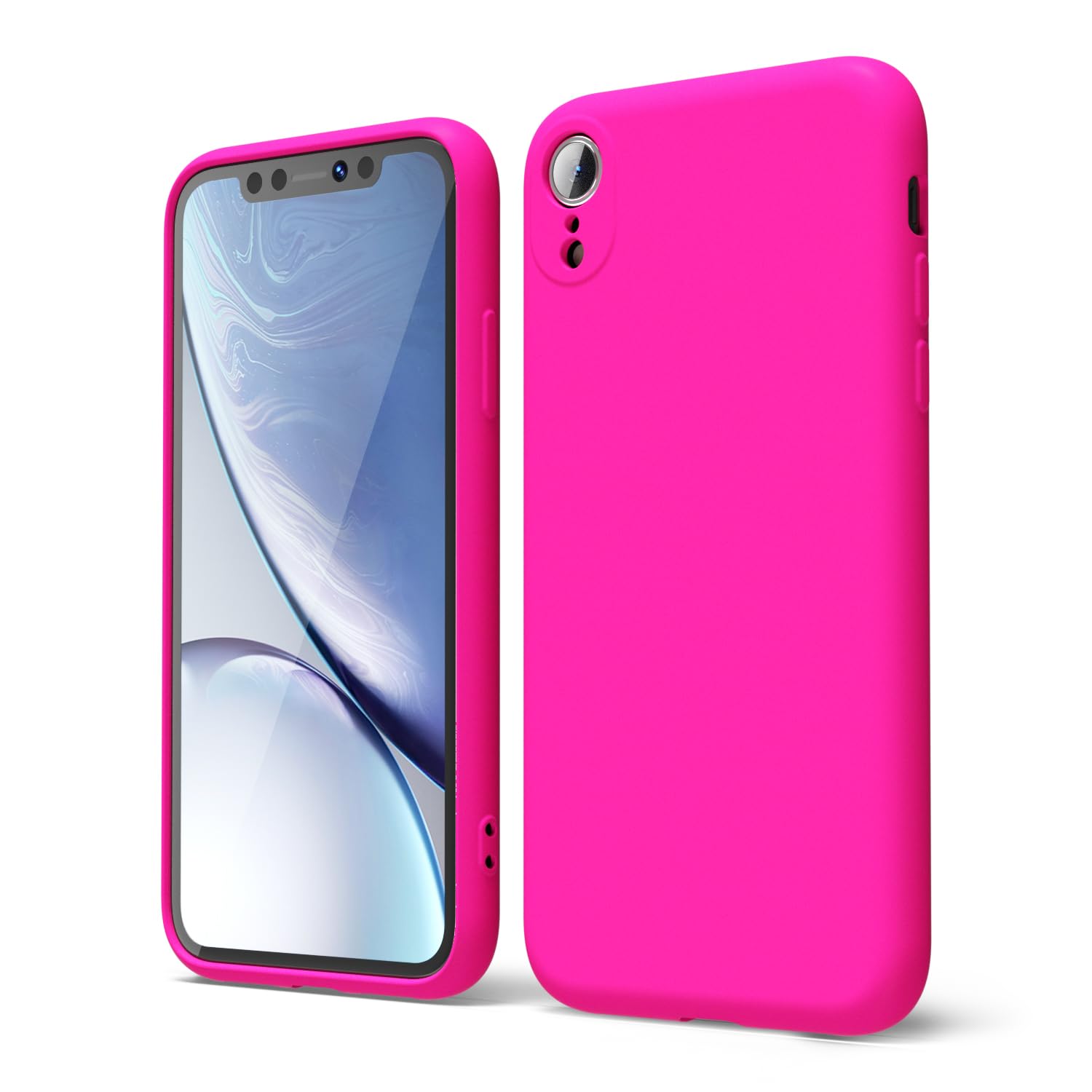 Oakxco For Iphone Xr Phone Case Liquid Silicone, Neon Bright Solid Color, Thin Slim Soft Rubber Gel Matte Tpu Plain Simple Cover