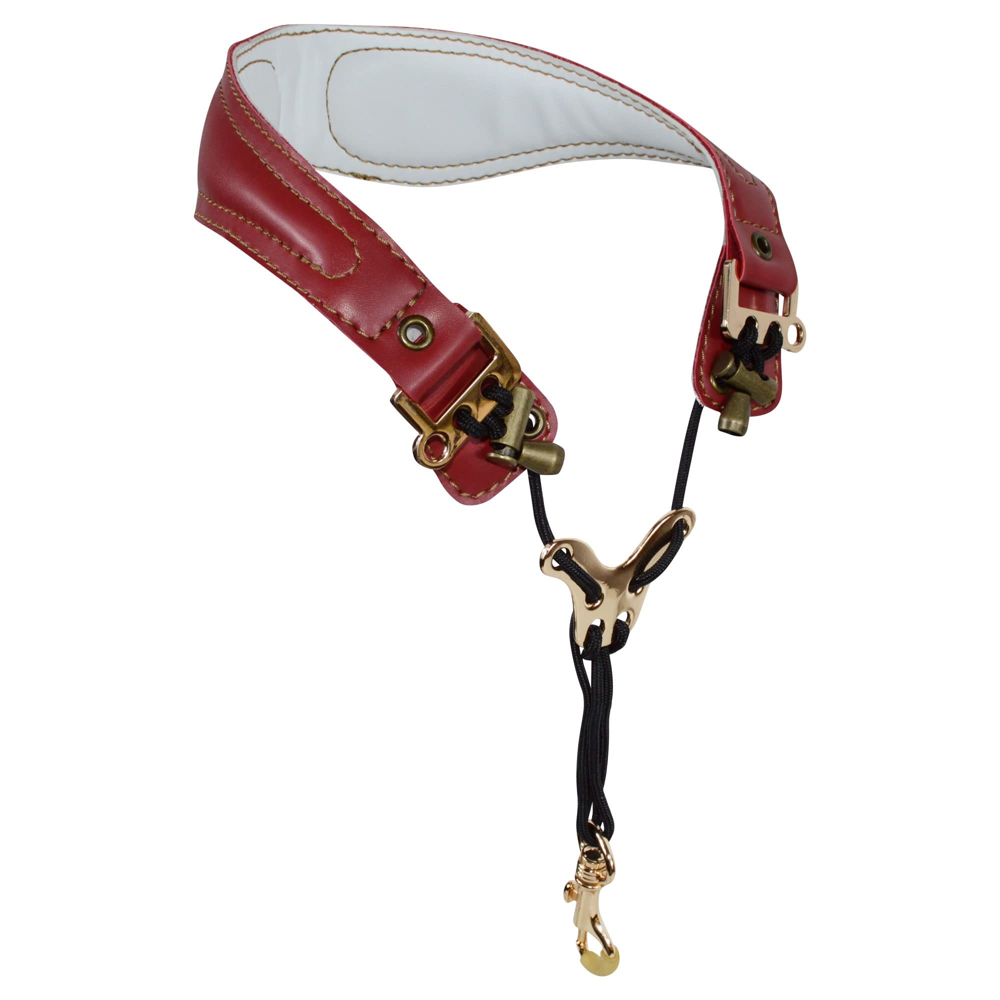 adorence Leather Saxophone Neck Strap - (Ergonomic, Breathable, Metal Swivel Snap Hook) Sax Neck Strap for Alto Tenor -Red