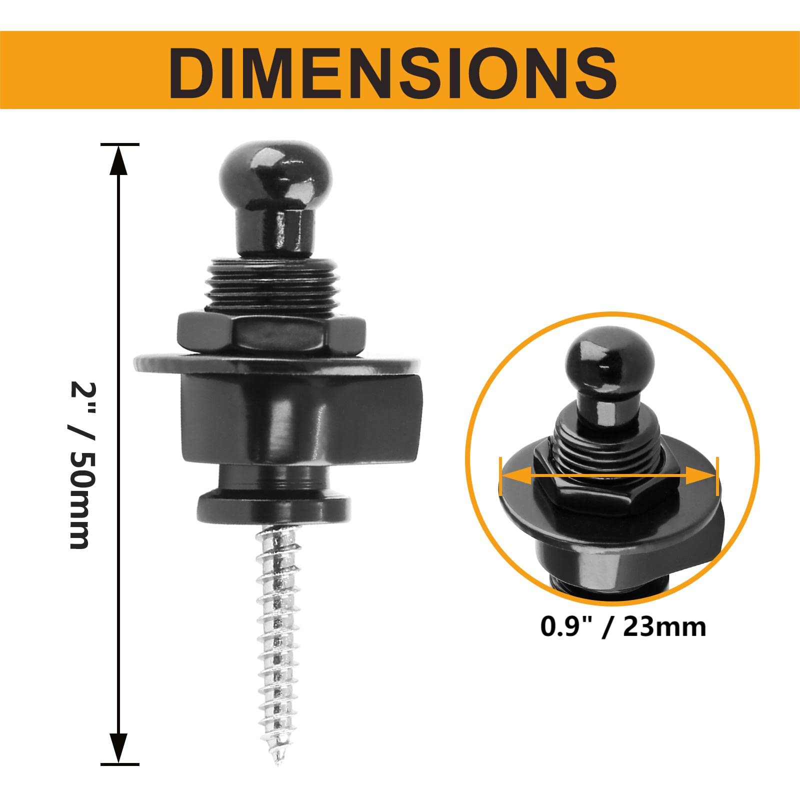 Lifcratms 4Pcs Guitar Strap Locks, Black Security Straplocks Buttons Strap Quick Release Retainer System, Metal Strap Lock Set F