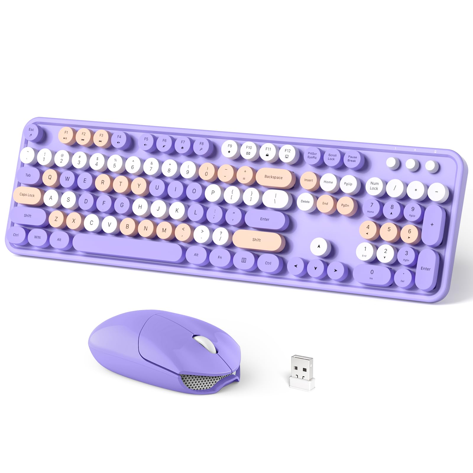 Dilter Wireless Keyboard And Mouse Combo, 104 Keys Full Sized Typewriter Keyboards, 2.4 Ghz Usb Receiver Plug And Play, For Wind