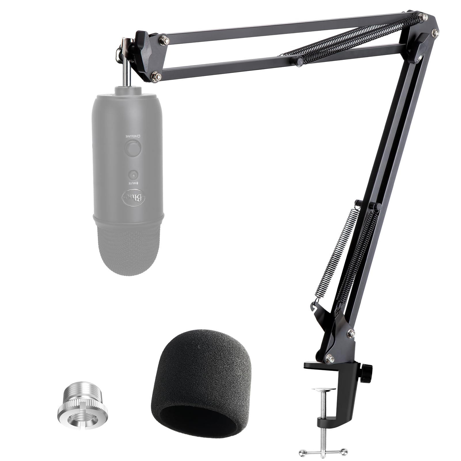 Blue Yeti Microphone Stand with Foam Cover   Suspension Boom Scissor Arm Stand and Mic Windscreen Pop Filter Compatible with Blue Yeti Microphone by YOUSHARES