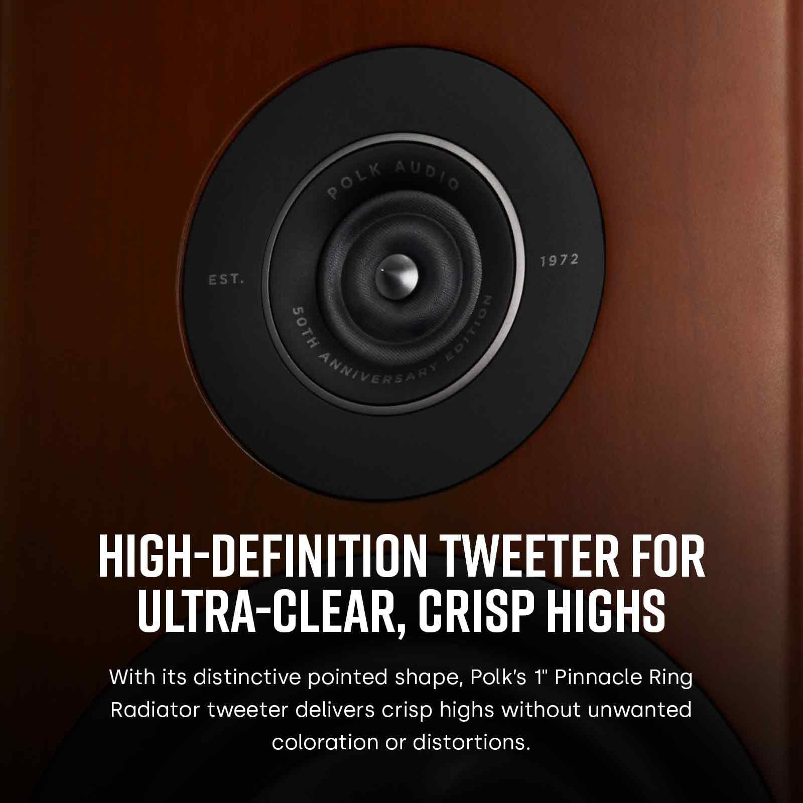 Polk Audio Reserve R200 Large Bookshelf Speaker For Dynamic, Detailed Home Theater Audio, 1 Pinnacle Ring Tweeter & 6.5 Turbine