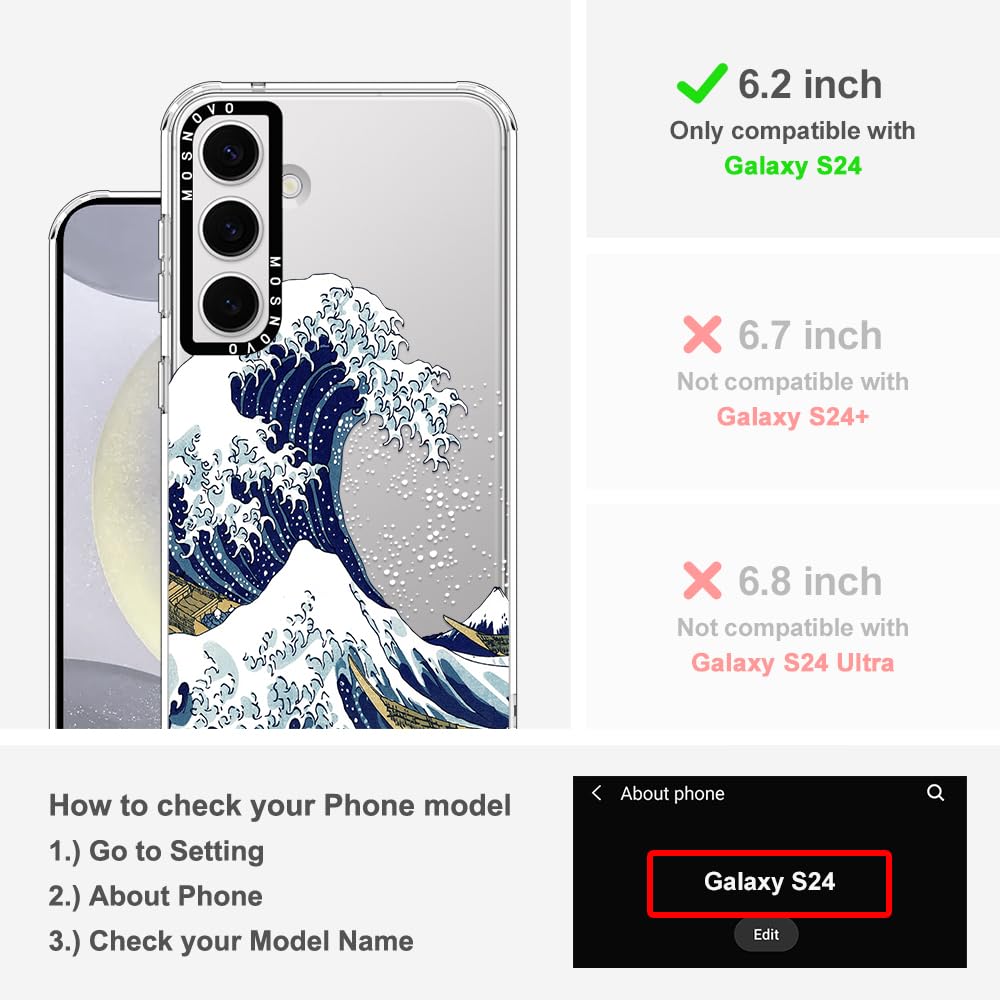 Mosnovo Case For Samsung Galaxy S24, [Buffertech 6.6Ft Military Grade Drop Protection] [Anti Peel Off Tech] Clear Tpu Bumper Pho