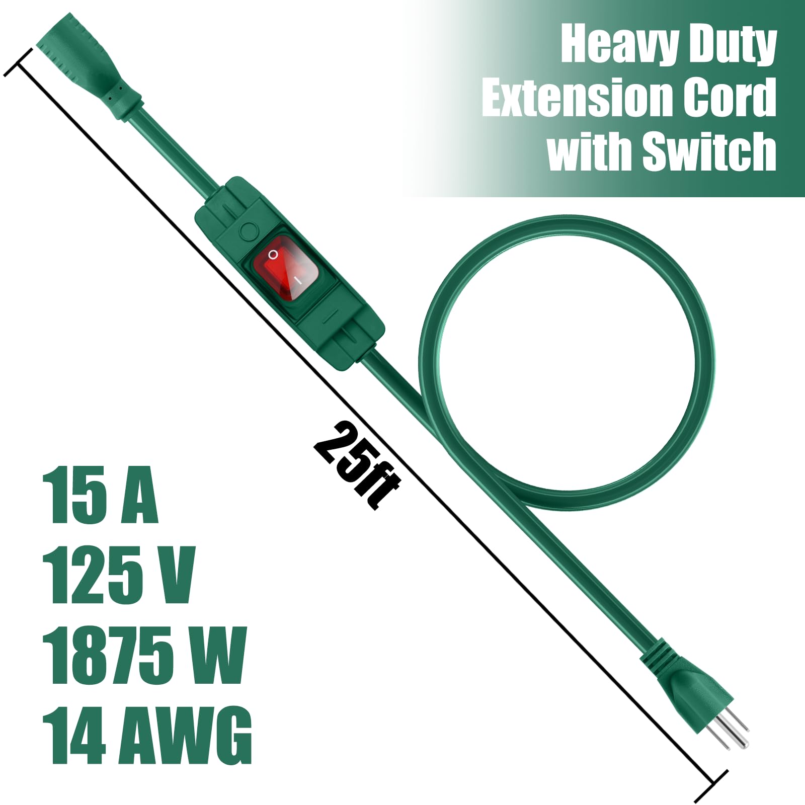 Extension Cord With Switch On/Off Waterproof Switch 25Ft No Plugging And Unplugging Invintage Stereo Devices Without Built In Po