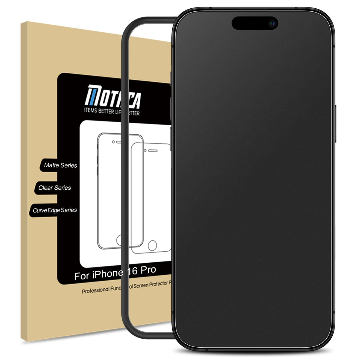 Mothca Matte Glass Screen Protector For Iphone 16 Pro (6.3 Inch) Anti Glare & Anti Fingerprint Tempered Glass Clear Film, [Easy