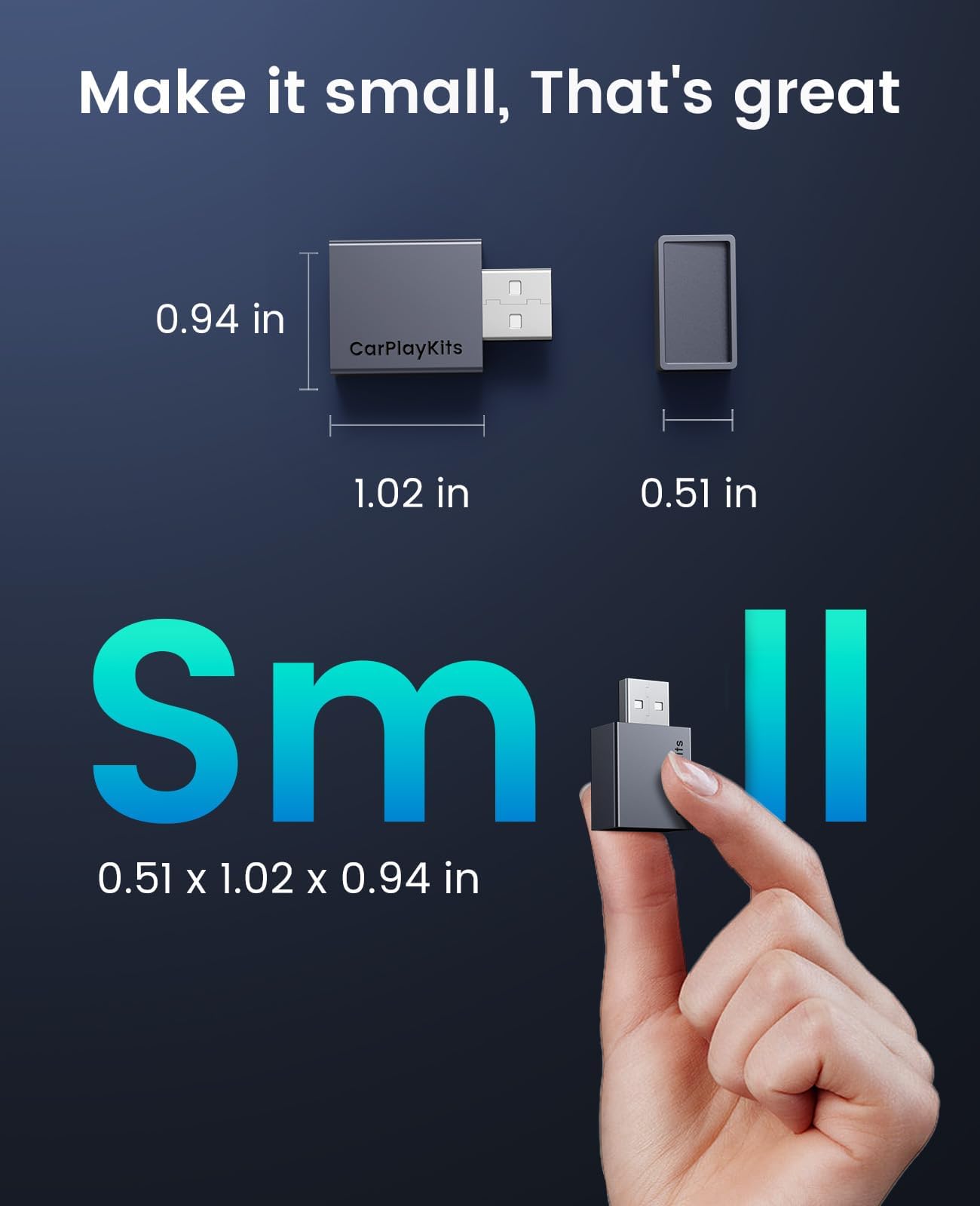 Carplaykits Wireless Carplay Adapter For Apple, Plug And Play Low Latency Mini Edition Converts Wired To Wireless Carplay Dongle