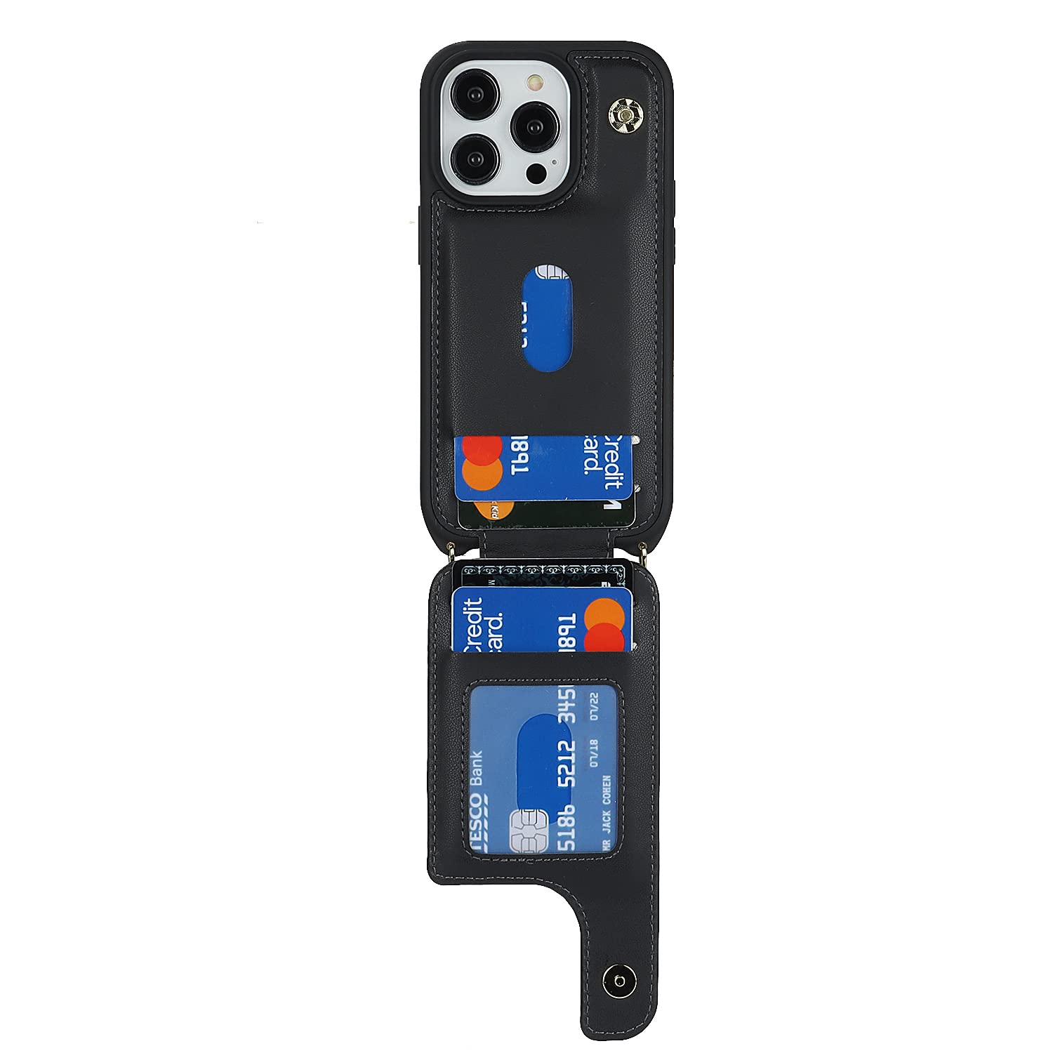 Lipvina For Iphone 14 Pro Max Case With Card Holder For Women,Phone Case With Strap,Crossbody Lanyard,Ring Stand,Snap Clasp,Cute