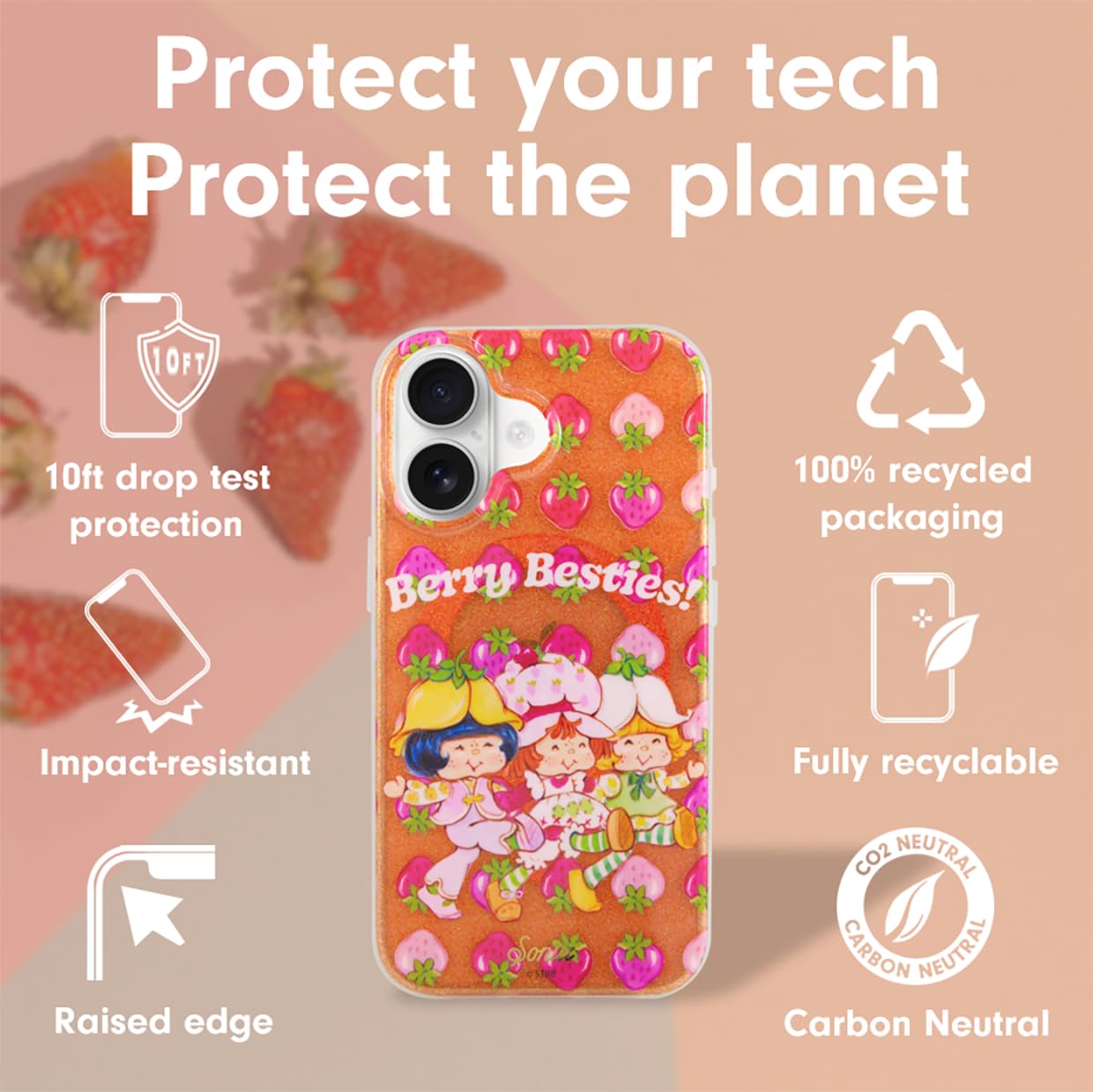 Sonix X Strawberry Shortcake Case For Iphone 16 | Compatible With Magsafe | 10Ft Drop Tested | Strawberry Shortcake Berry Bestie