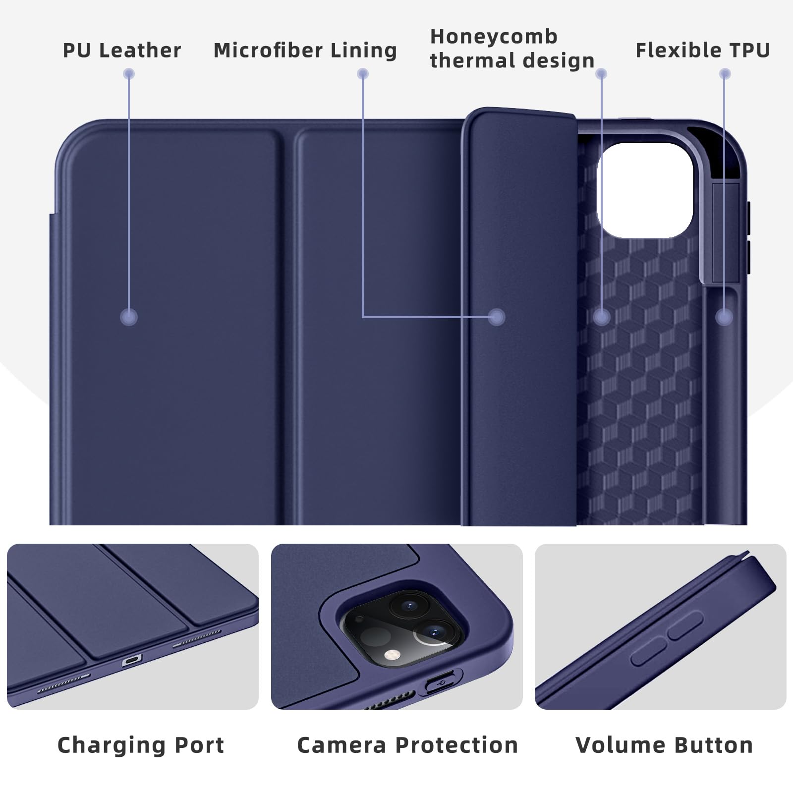 Yuloigan Designed For Ipad Pro 11 Inch Case 4Th/3Rd/2Nd Generation With Pencil Holder, Slim Protective Trifold Cover For Ipad 11