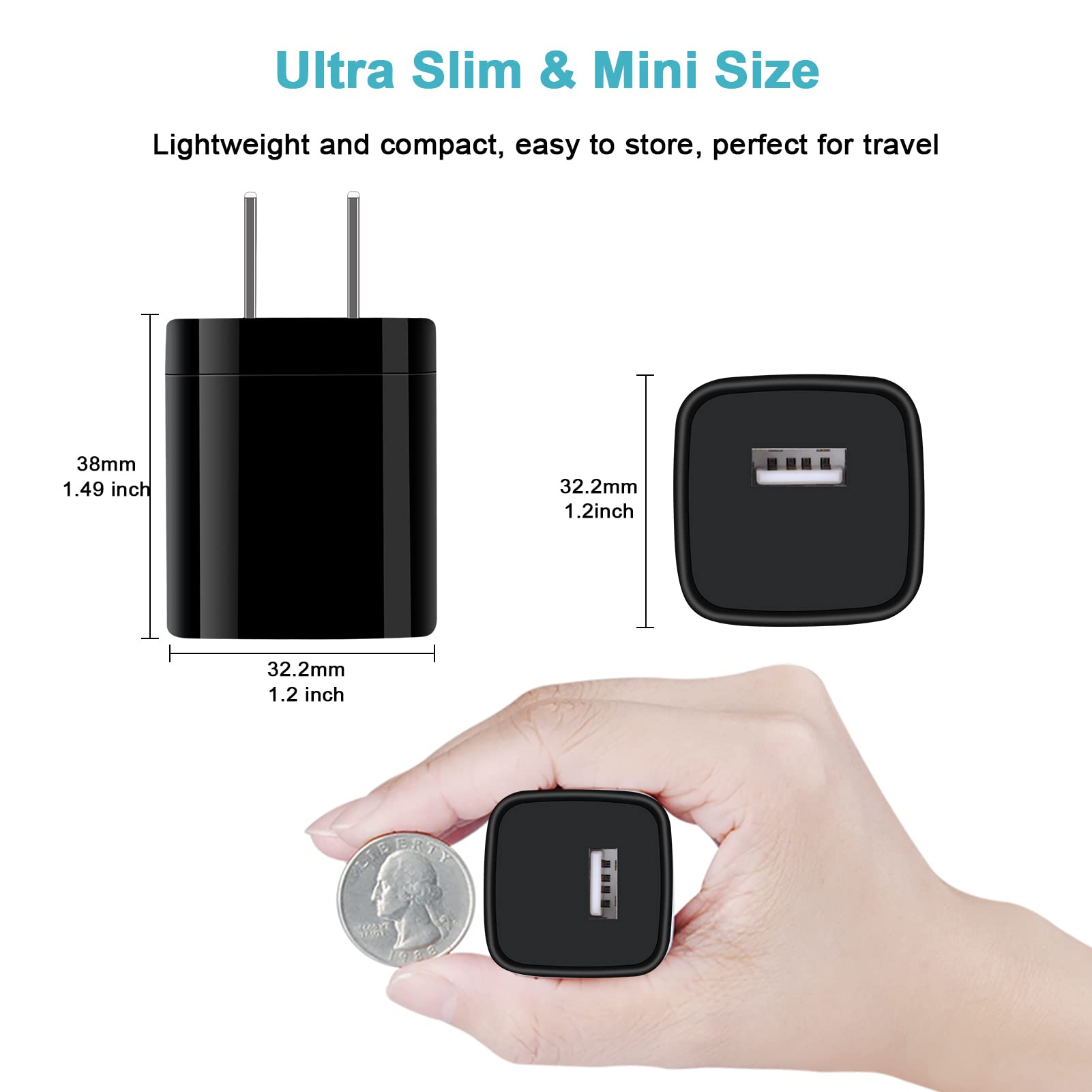 Usb Wall Charger, Charger Block, 5 Pack Charging Block 1A/5V One Port Charger Cube Charging Box Adapter Plug Outlet For Iphone 14 13 12 11 Pro Max Se Xr Xs X 8 7 6, Ipad, Samsung Galaxy, Google Pixel