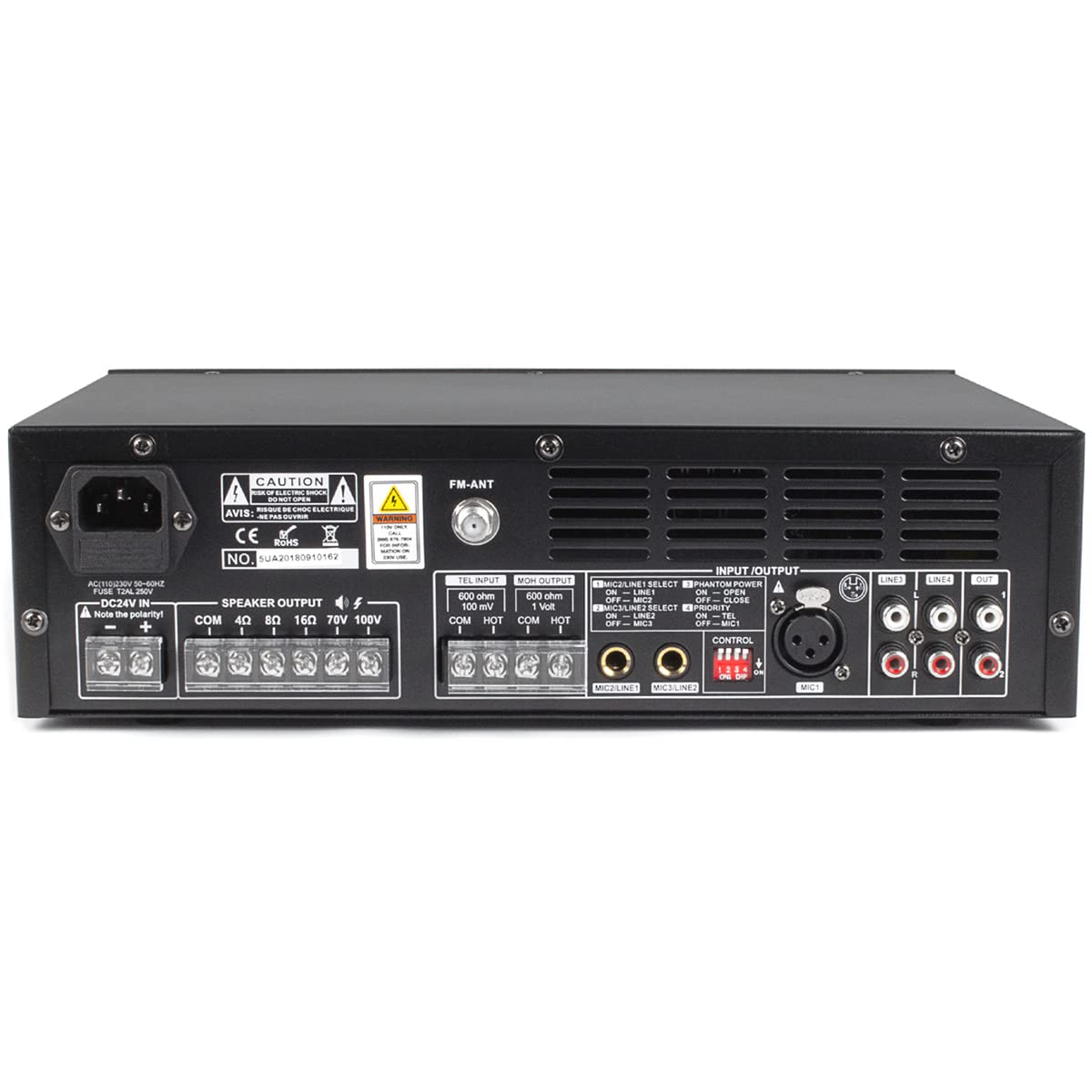 Pure Resonance Audio Ma30Bt 30 Watt 7 Channel Commercial Mixer Amplifier With Bluetooth (70V/100V Or 4/8/16 Ohm Outputs)