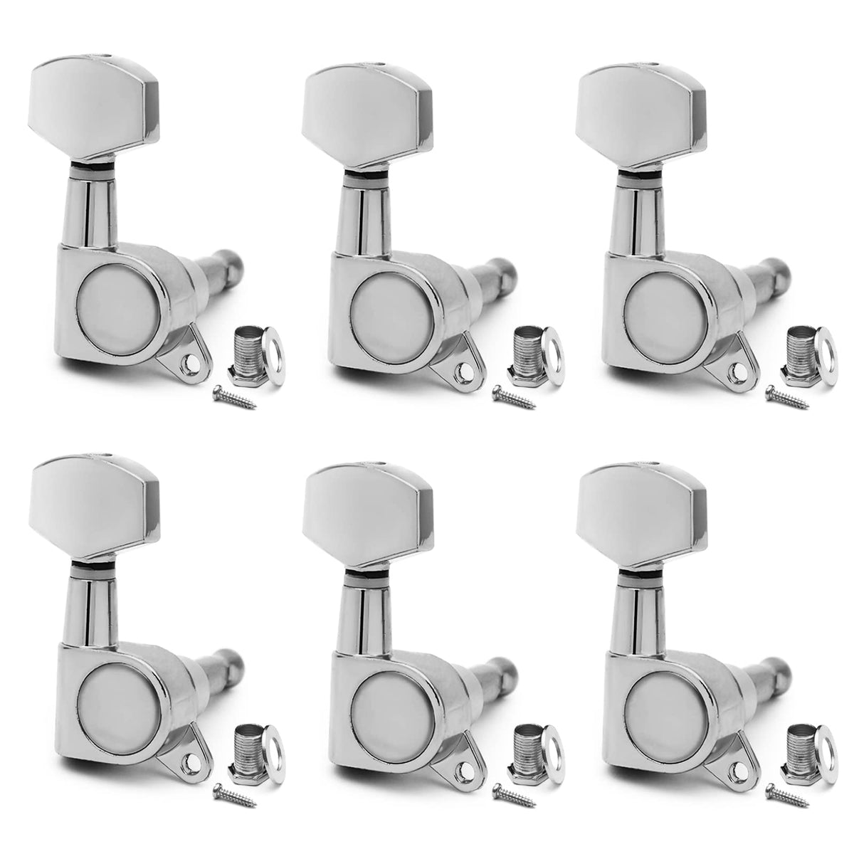 Saphue 6 Pieces 6R Guitar Tuner Pegs,Big Square Sealed Guitar Tuning Pegs Tuners Machine Heads,For Acoustic Or Electric Guitar (