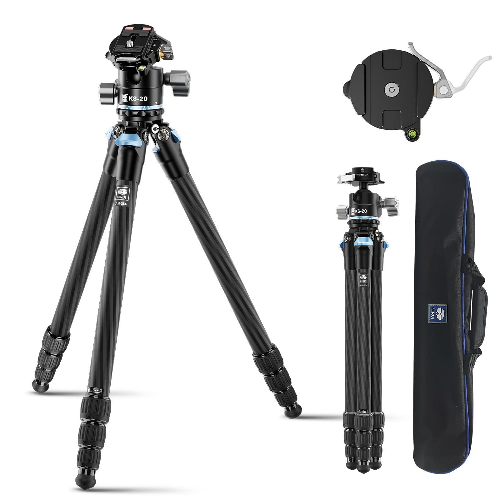 SIRUI 50.2 Carbon Fiber Travel Tripod, Compact Professional Camera Trippod with Low Profile Ball Head, Quick Release System, Loa