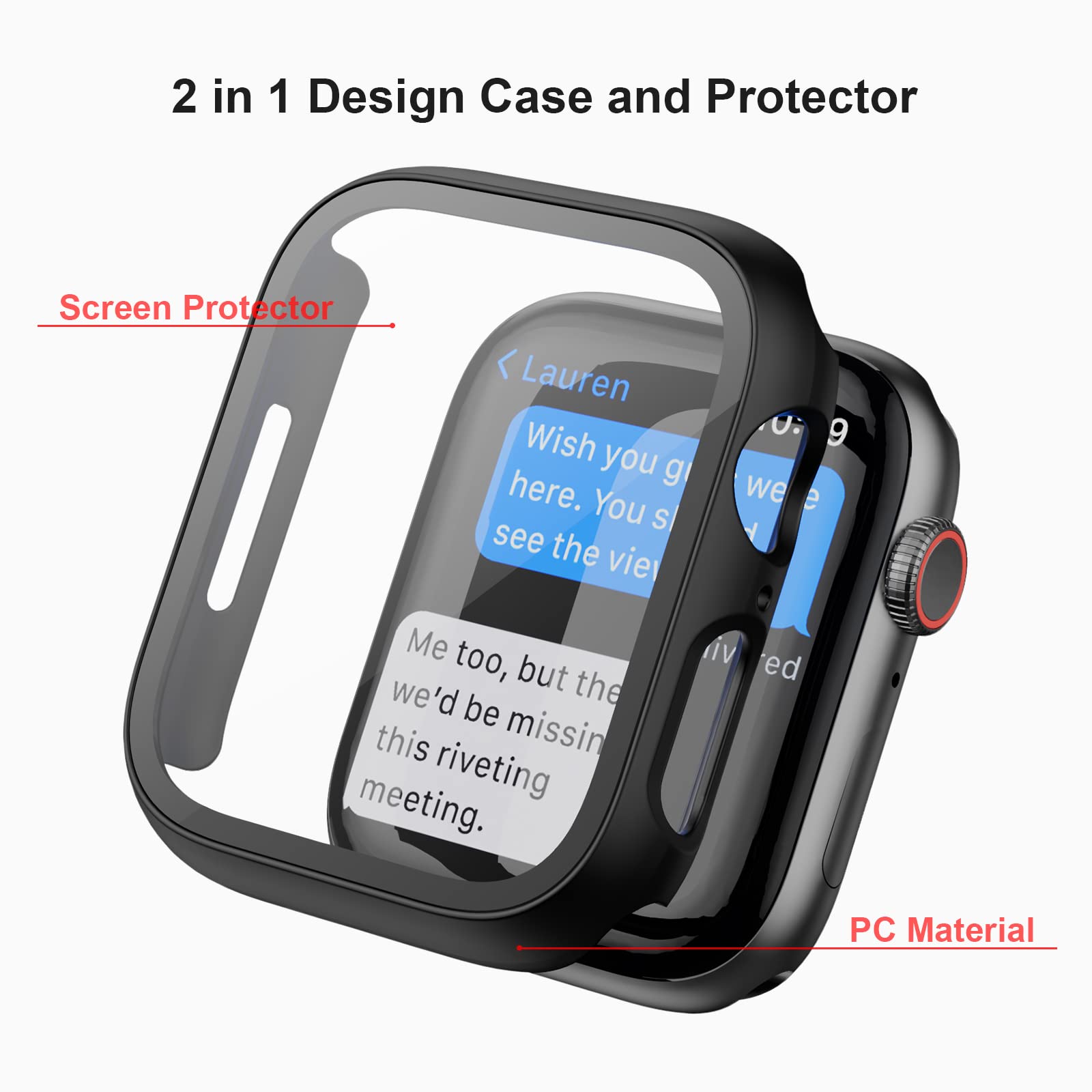 Haojavo 5 Pack Hard Pc Case With Tempered Glass Screen Protector For Apple Watch 44Mm Se(2023) (2Nd Gen) Series 6 5 4 Se, Scratc