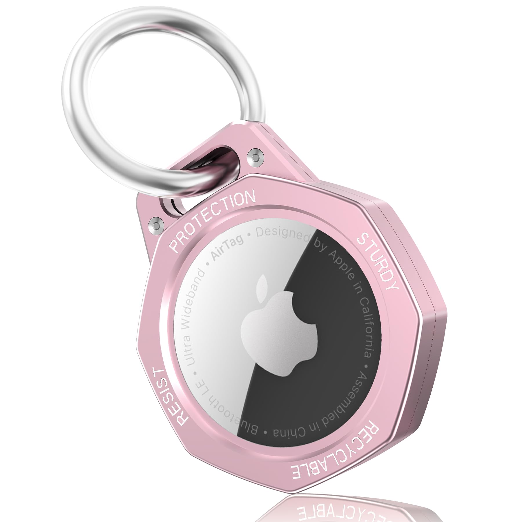 Tieuwant Aluminum Alloy Keychain Case for Apple AirTag Tracker (Gen 1 & 2) -AirTag Holder Case (Pink)