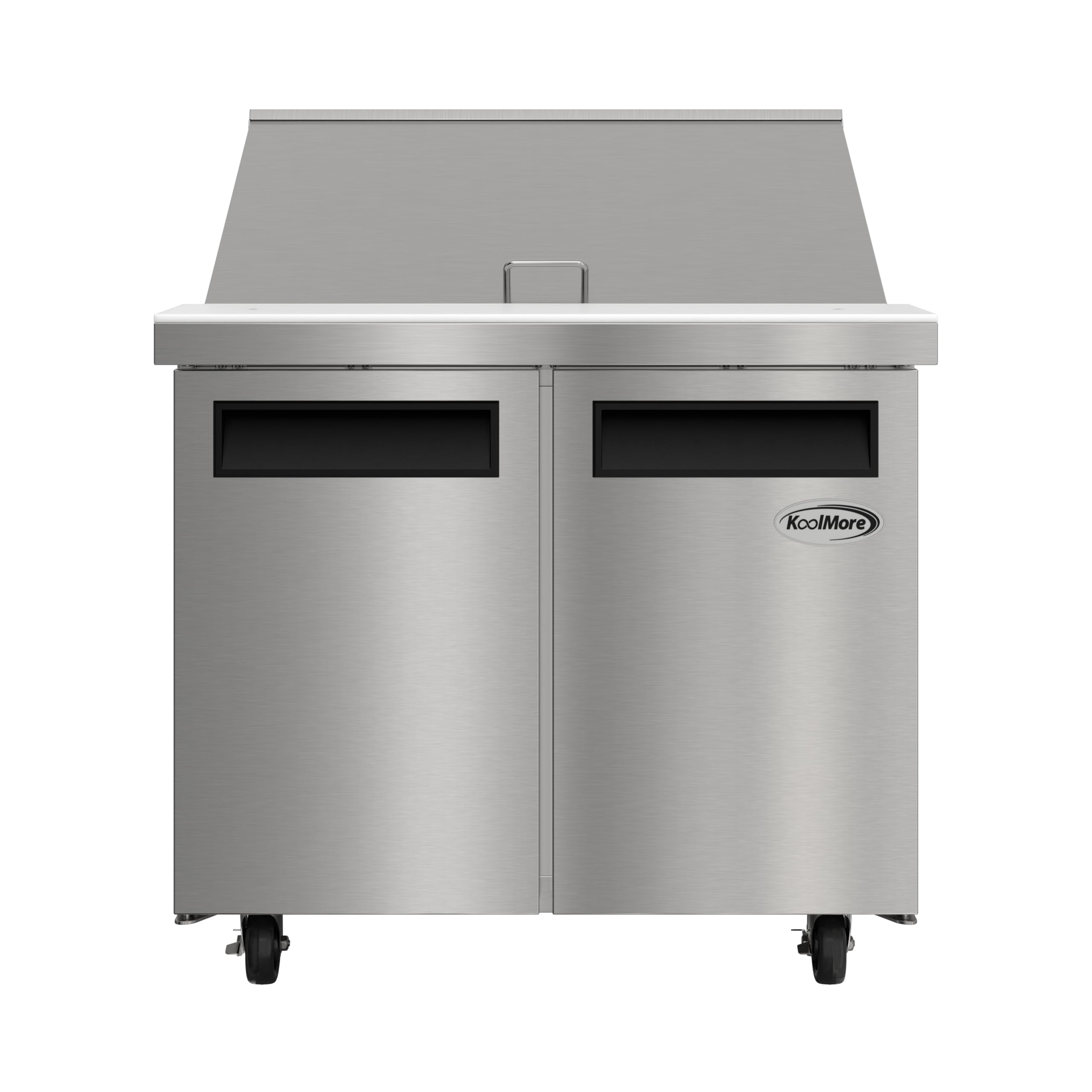 KoolMore 36 in. Commercial 2-Door Refrigerated Mega Salad and Sandwich Prep Table, 15 Pan Capacity and 11 Cu. Ft. of Storage in