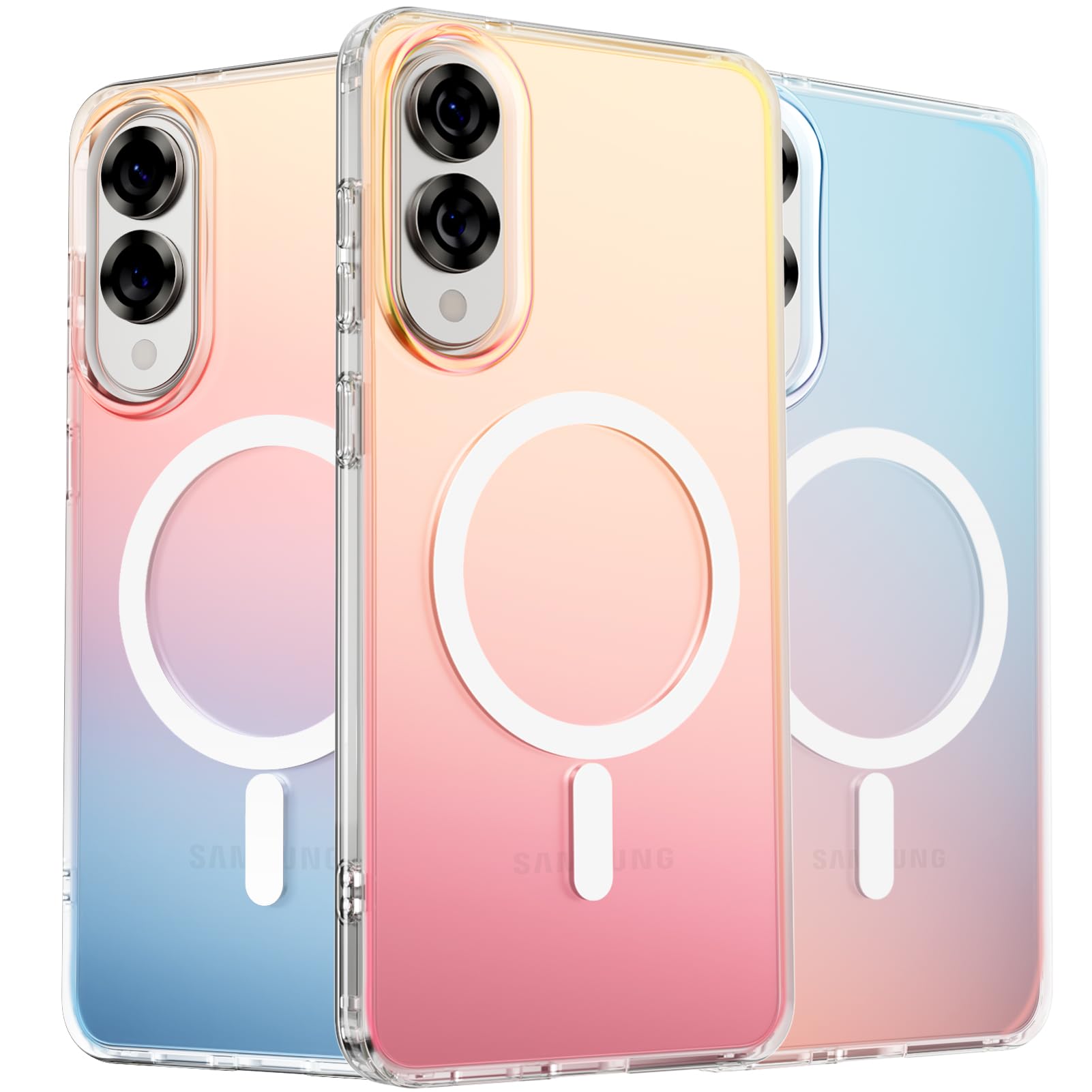 Ornarto For Samsung Galaxy S25 Edge Case, Compatible With Magsafe, Slim Shockproof Holographic Iridescent Phone Case, Gradient R