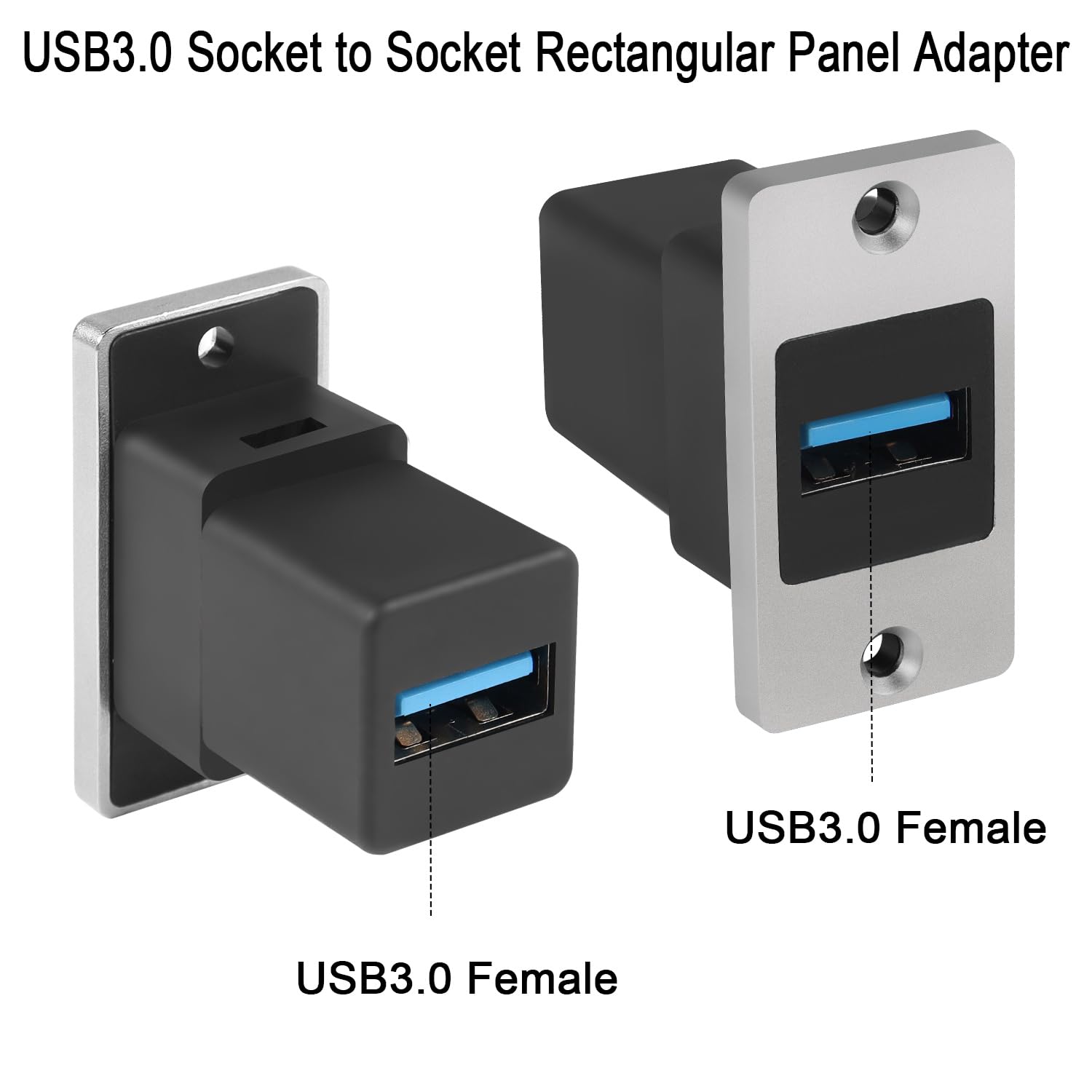 Qianrenon 5Gbps Usb3.0 Rectangular Metal Panel Adapter Usb3.0 Female To Female Panel Mount Connector Usb 3.0 Mounting Socket Dat