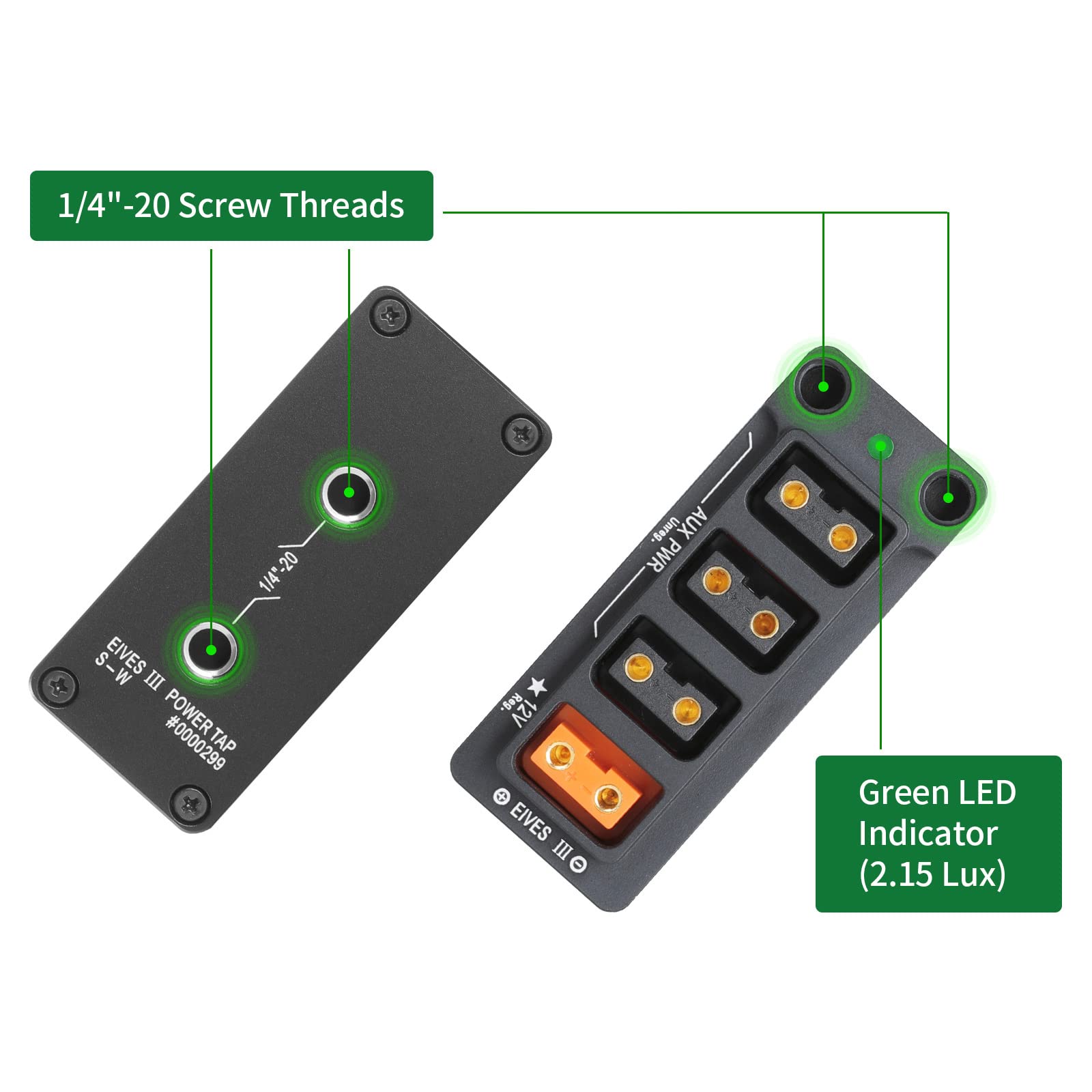12V Regulated Surge Protection Metal P Tap D Tap Splitter For Arri|Red|Sony|Teradek |Smallhd|Dji|Tilta |Smallrig|V Mount|Gold Mount, 1/4' 20 Screw Threads Braided Kevlar Cable 17.7 Inches(Black